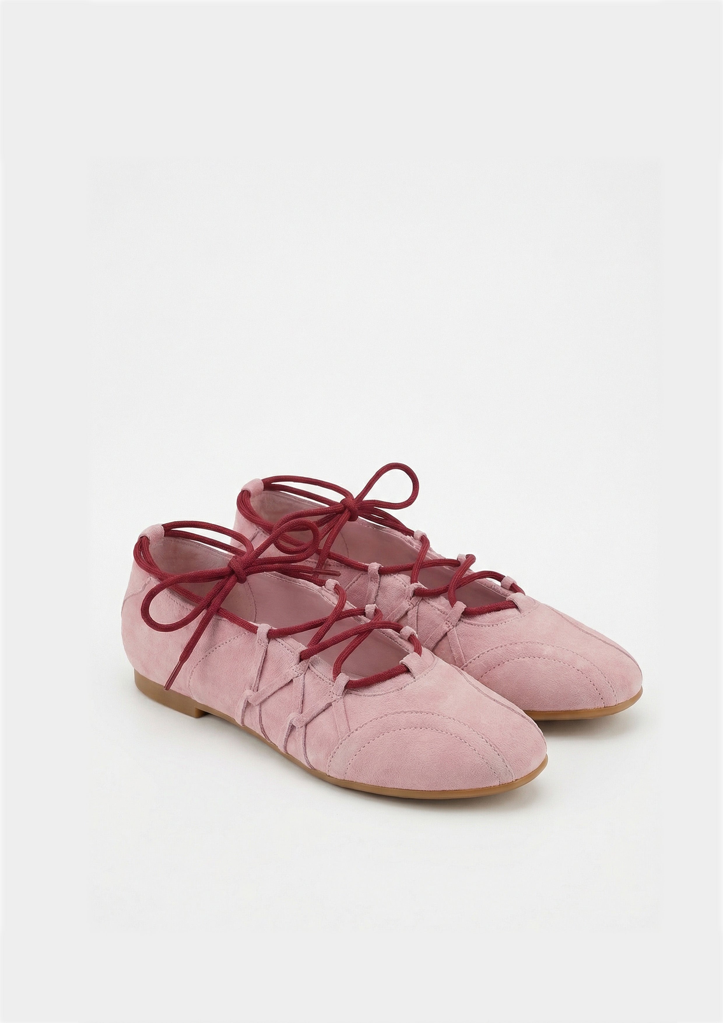 Iria Ballerines à lacets - Rose poudré