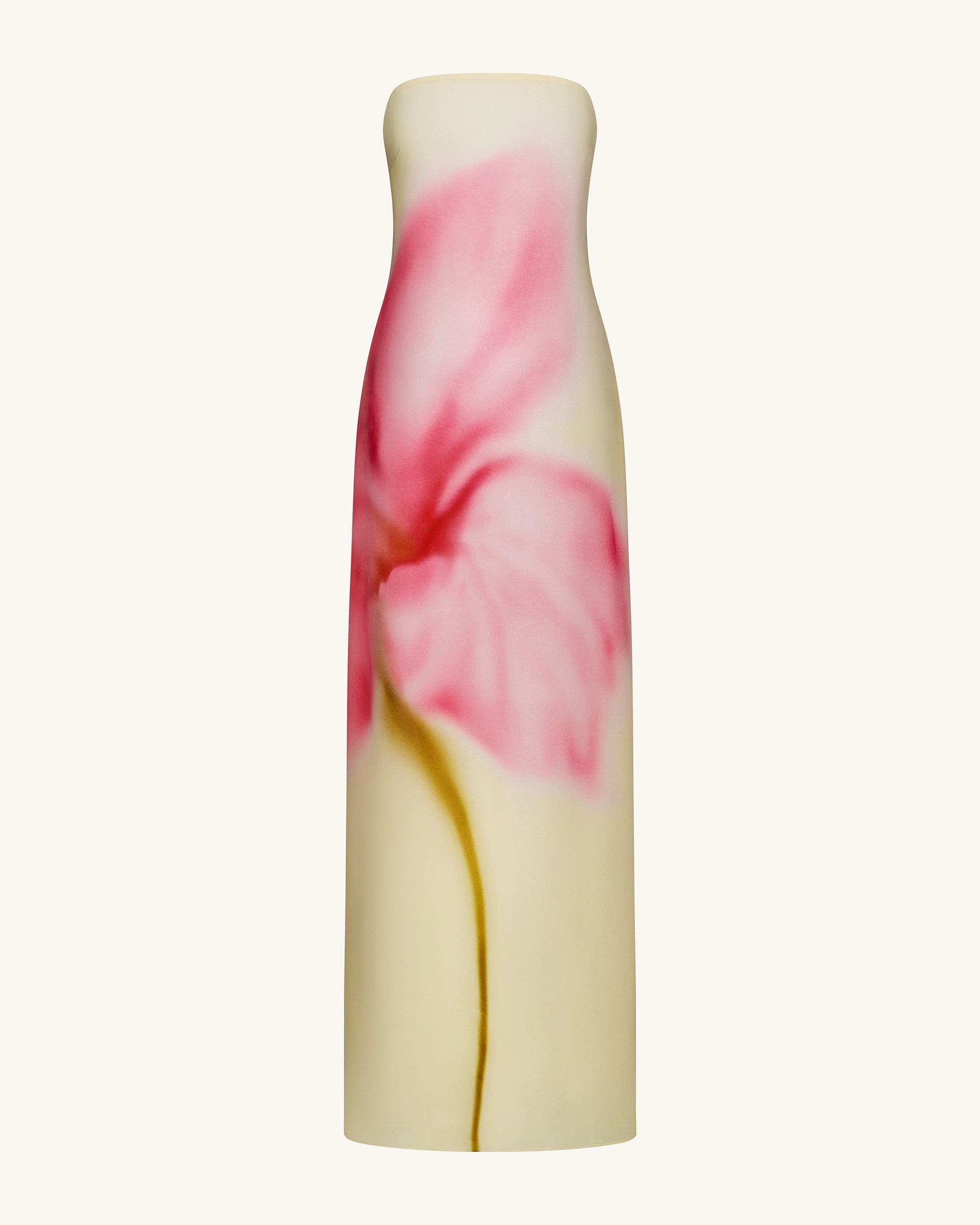 Robe longue bustier à imprimé floral aquarelle - Jaune