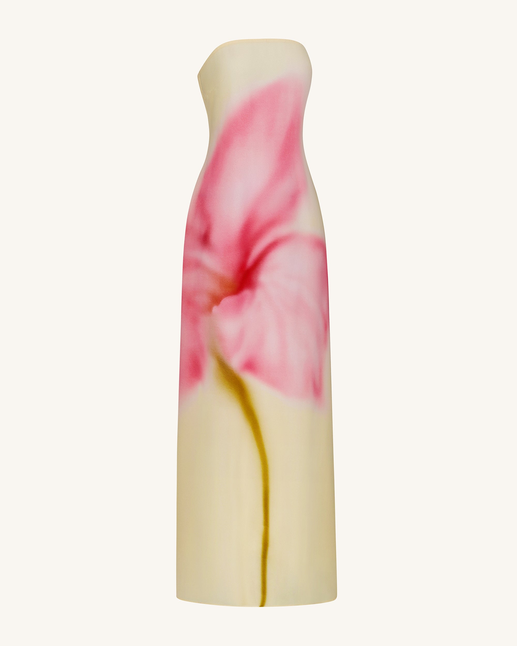 Robe longue bustier à imprimé floral aquarelle - Jaune