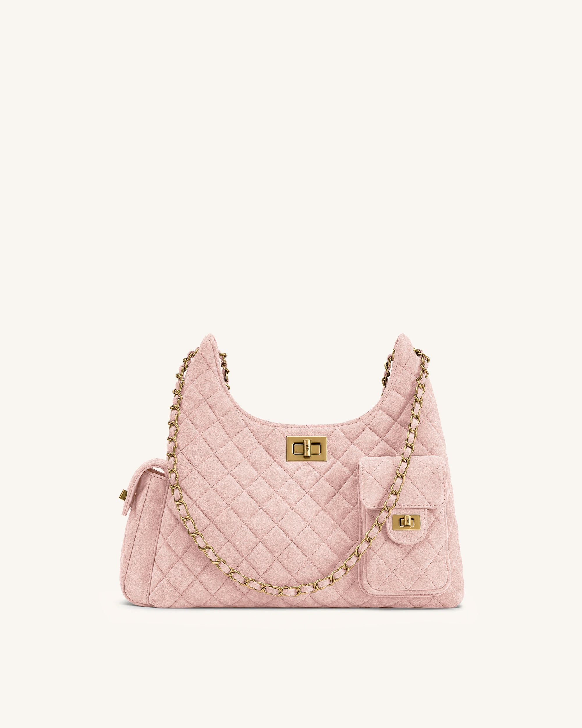 Vivian Sac à bandoulière matelassé en suédine - Rose