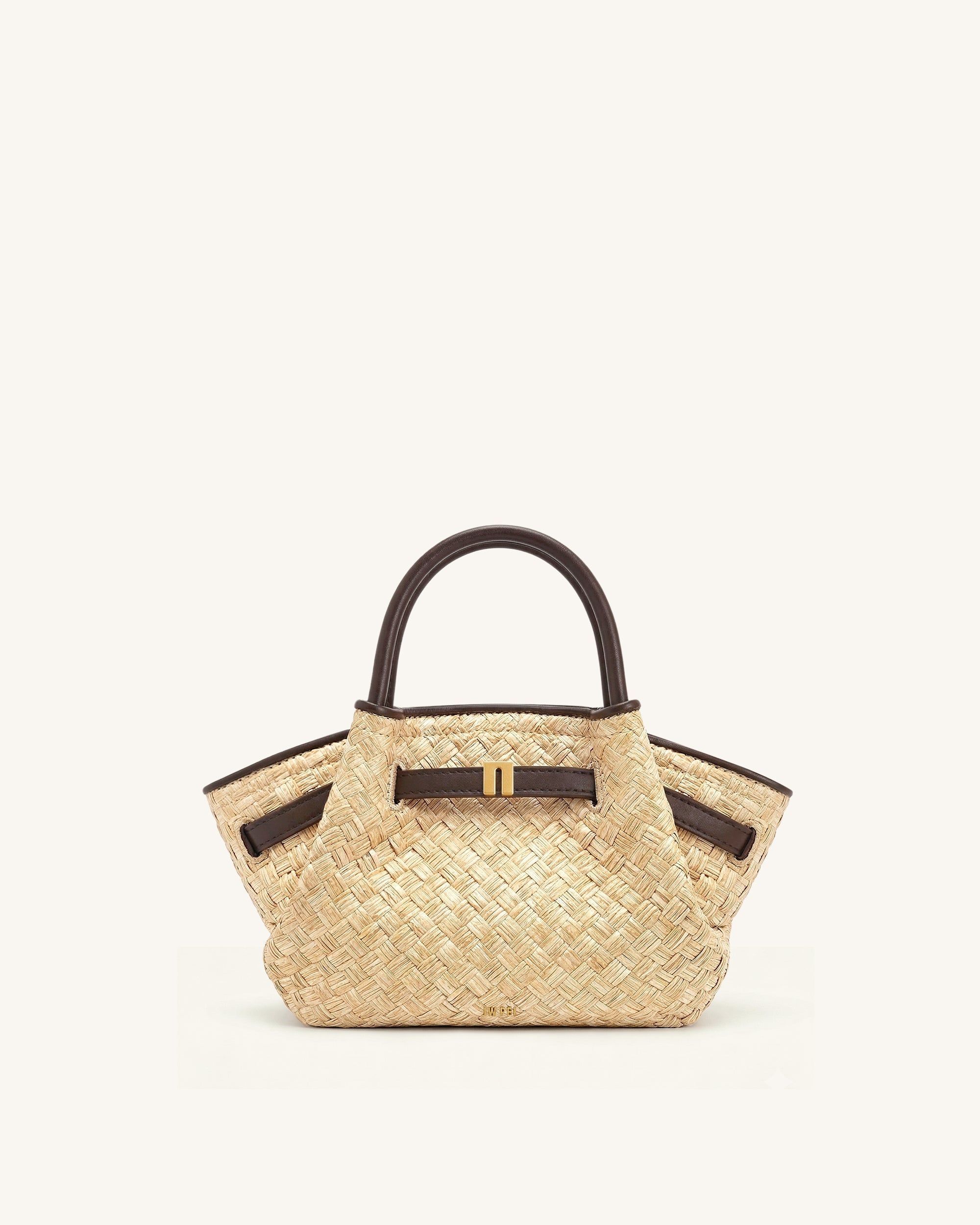 Hana Mini sac cabas en paille synthétique - Marron