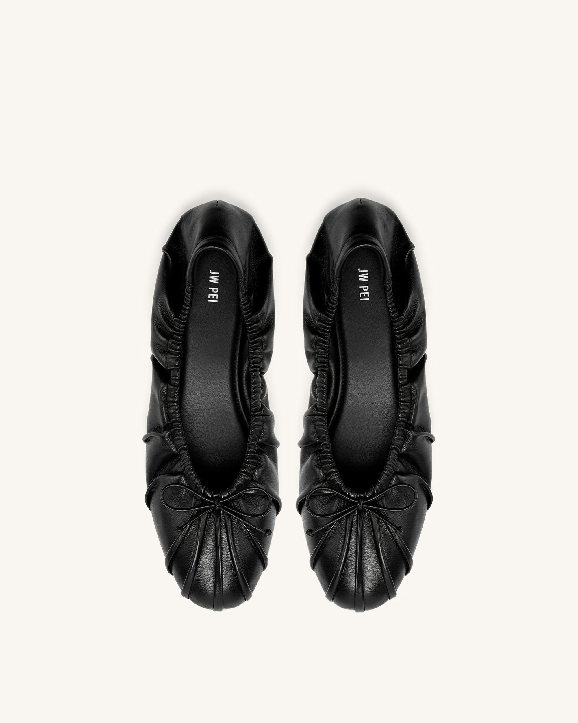 Solenne Ballerines froncées à cordon de serrage - Noir