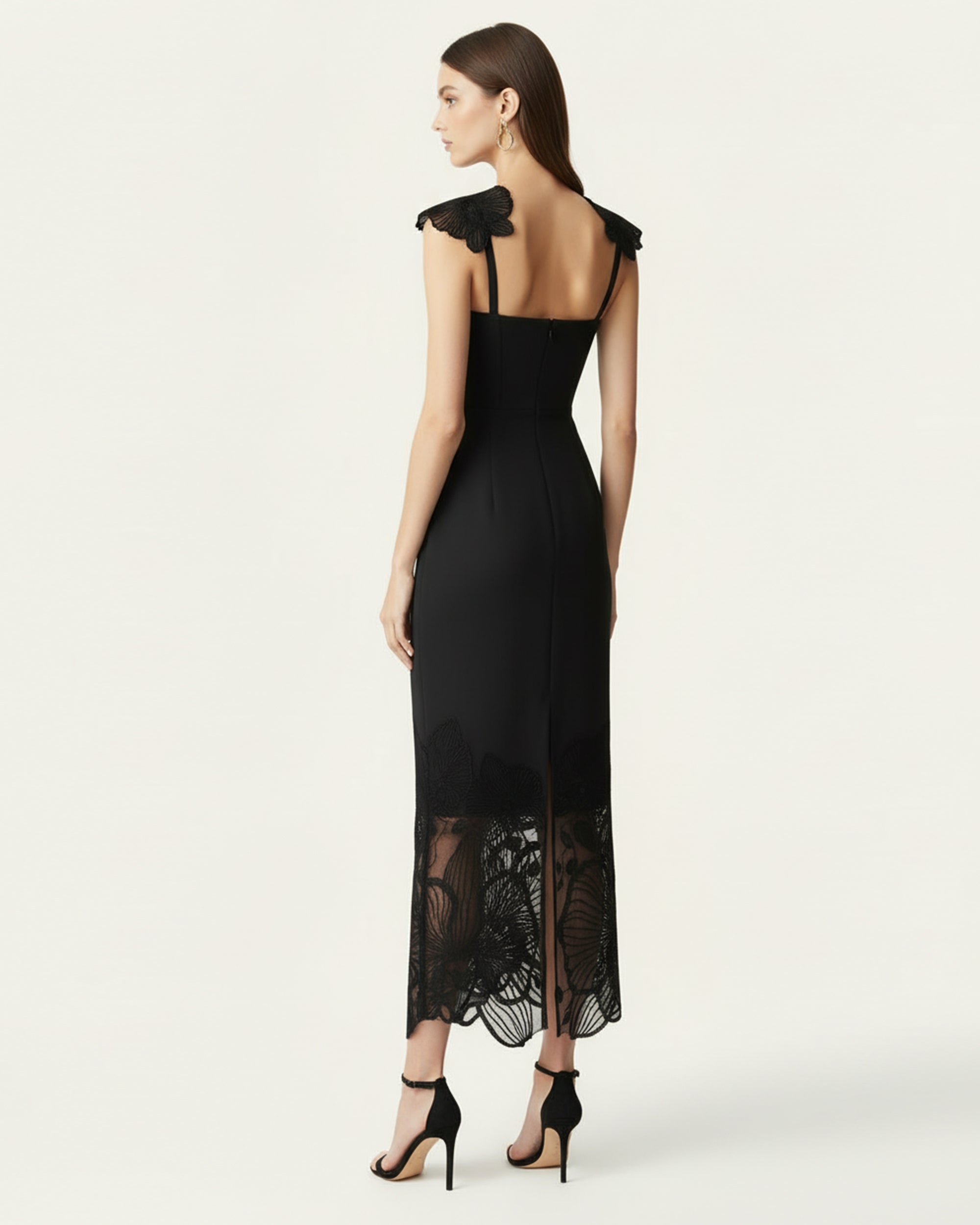 Orchid Robe corset brodée - Noir