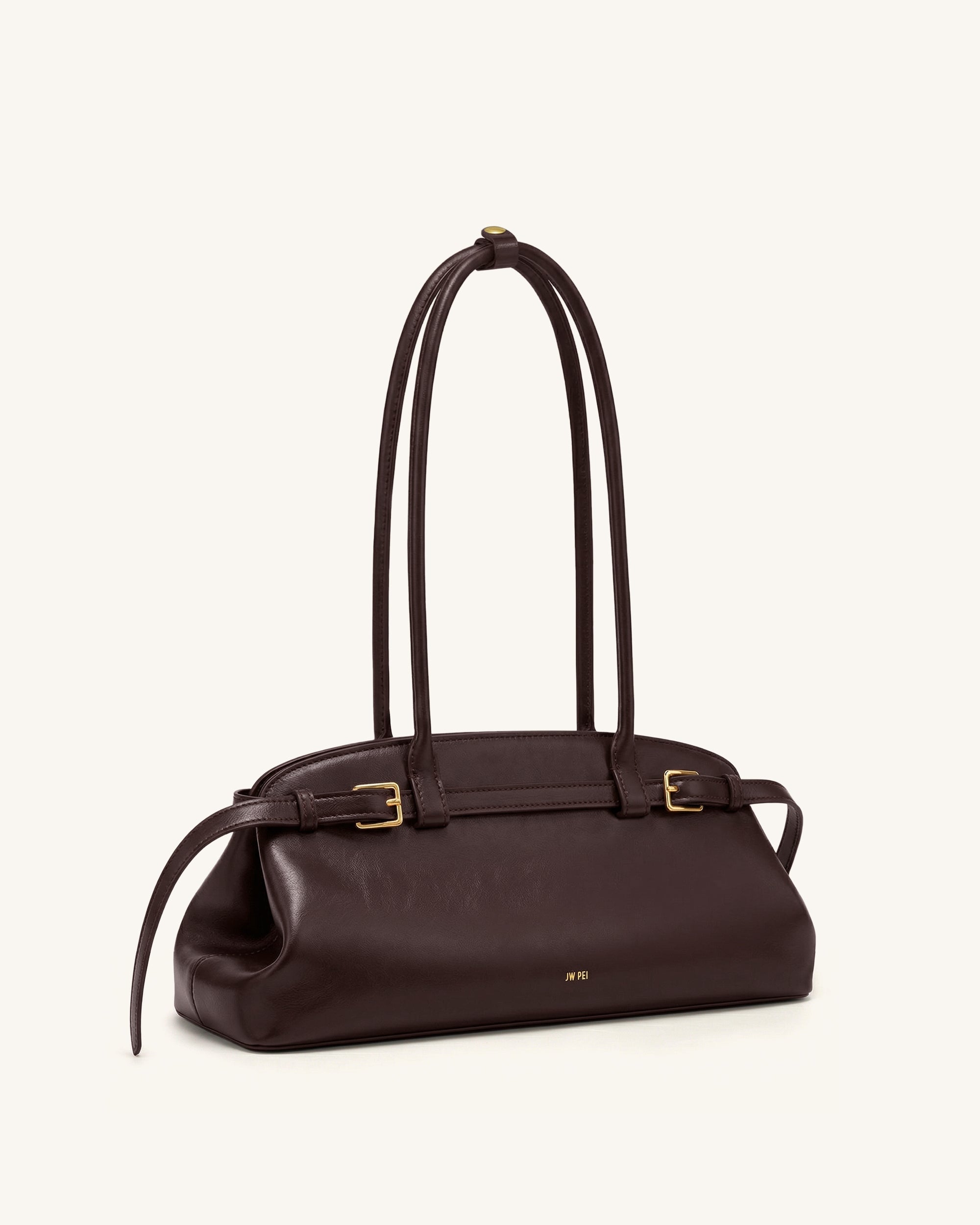 Arden Sac à bandoulière format horizontal avec détail ceinture - Marron foncé