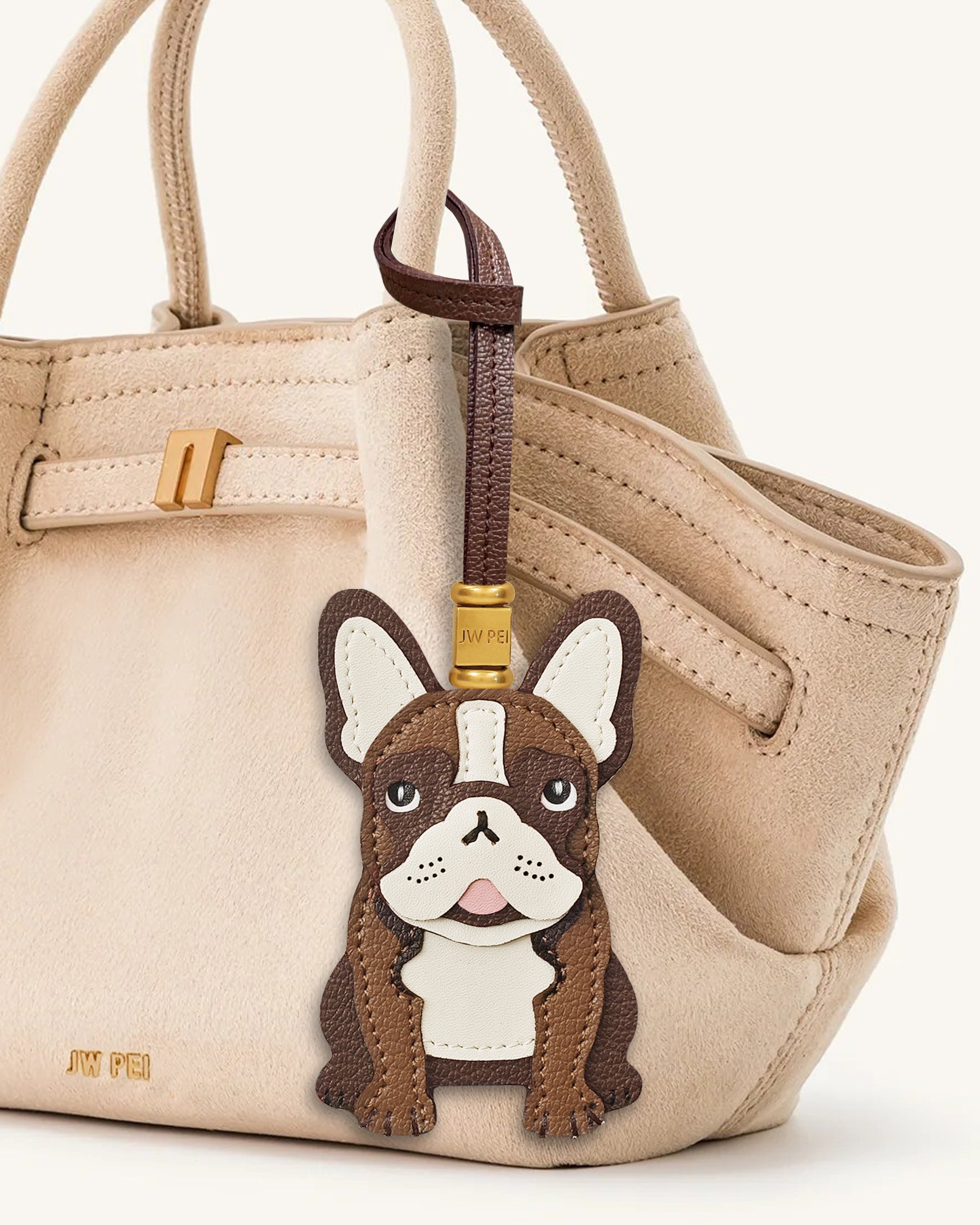 Breloque sac bouledogue français - Marron