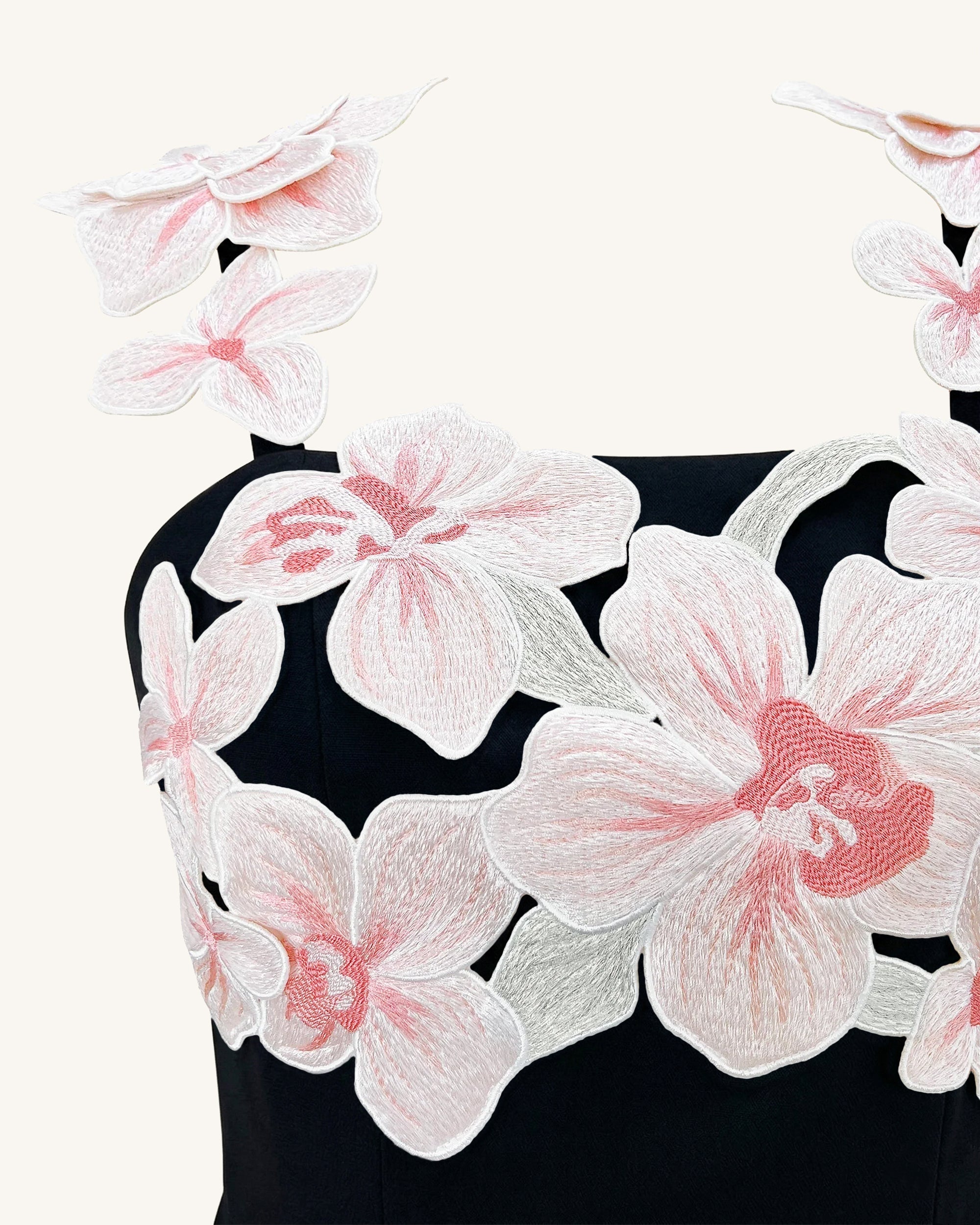 Flower Robe brodée - Noir/Rose