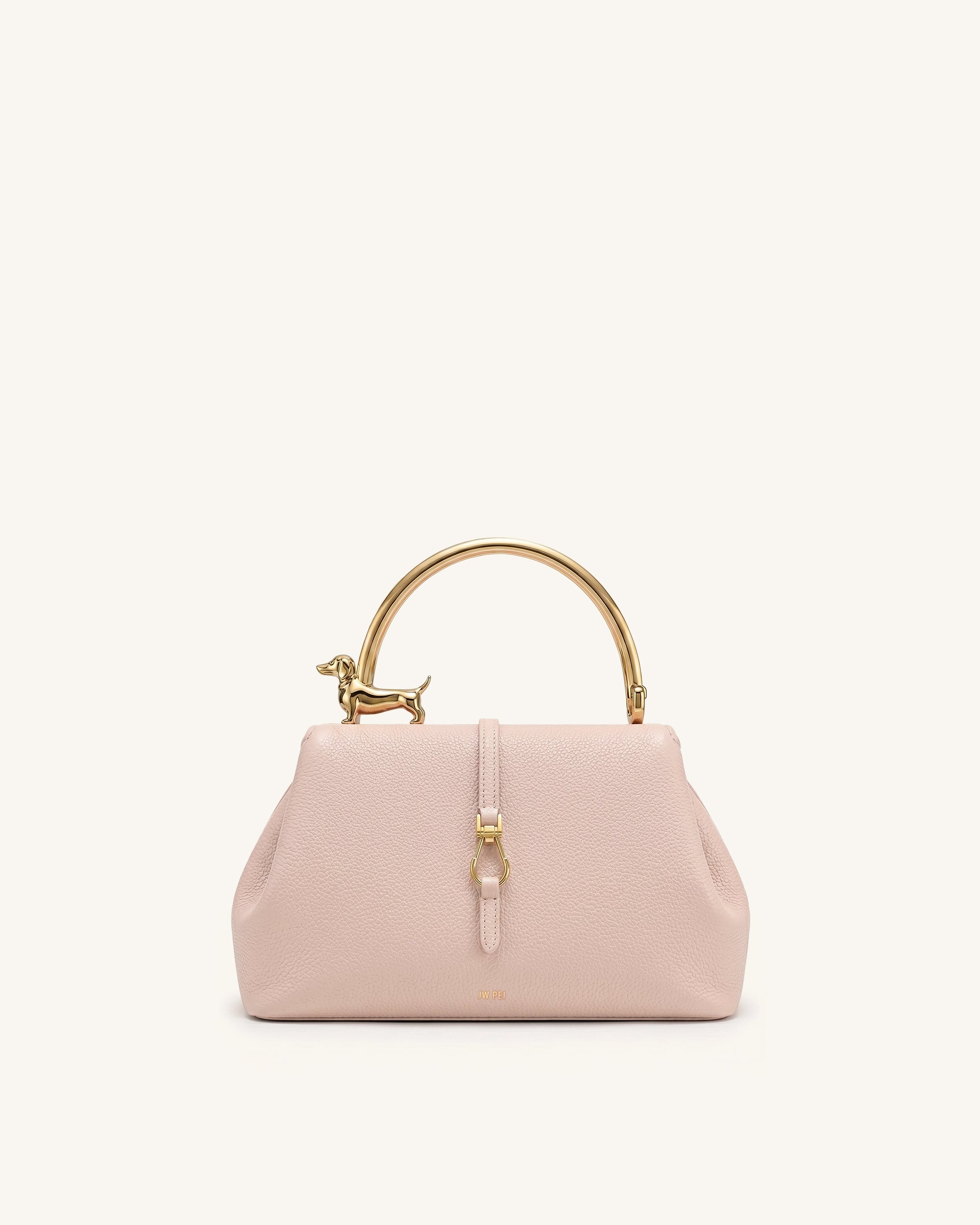 Bruna Sac à main à poignée supérieure métallique Teckel - Rose clair