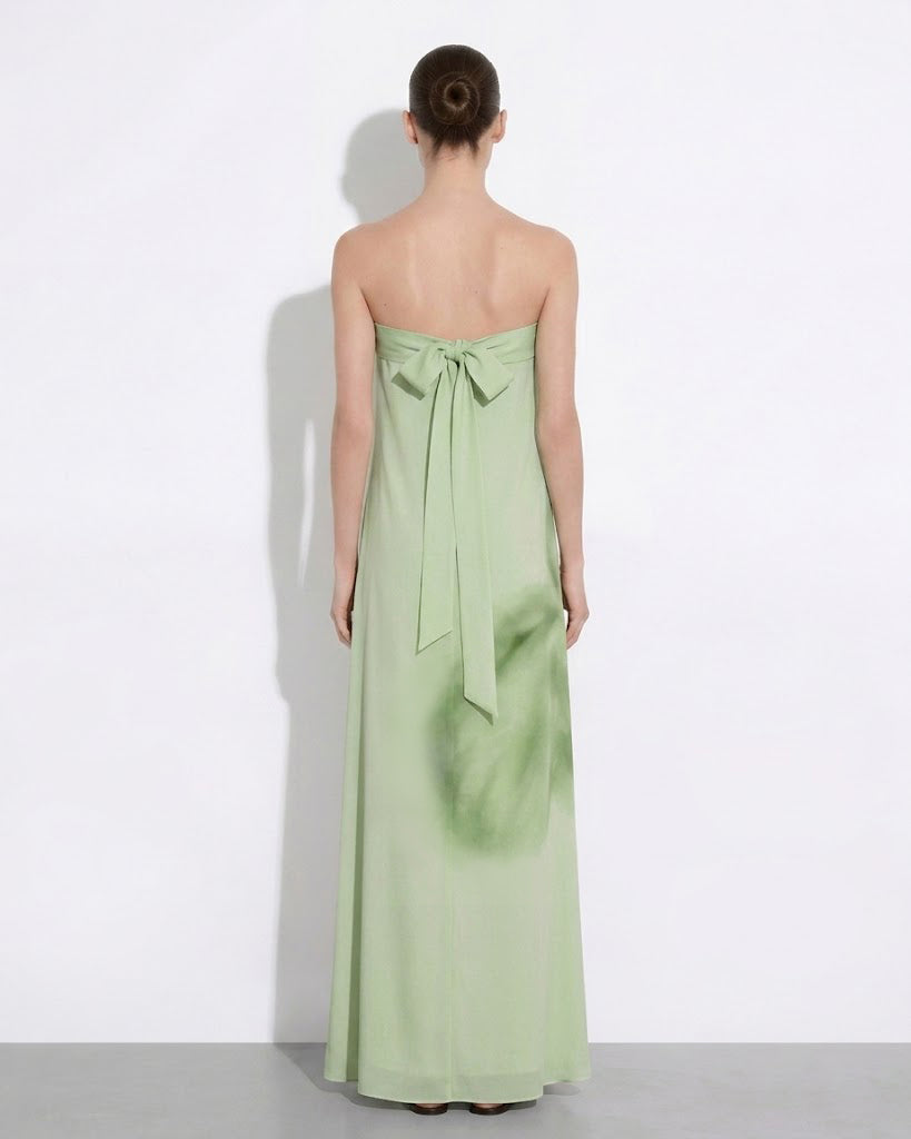 Robe maxi bustier à imprimé floral aquarelle - Vert