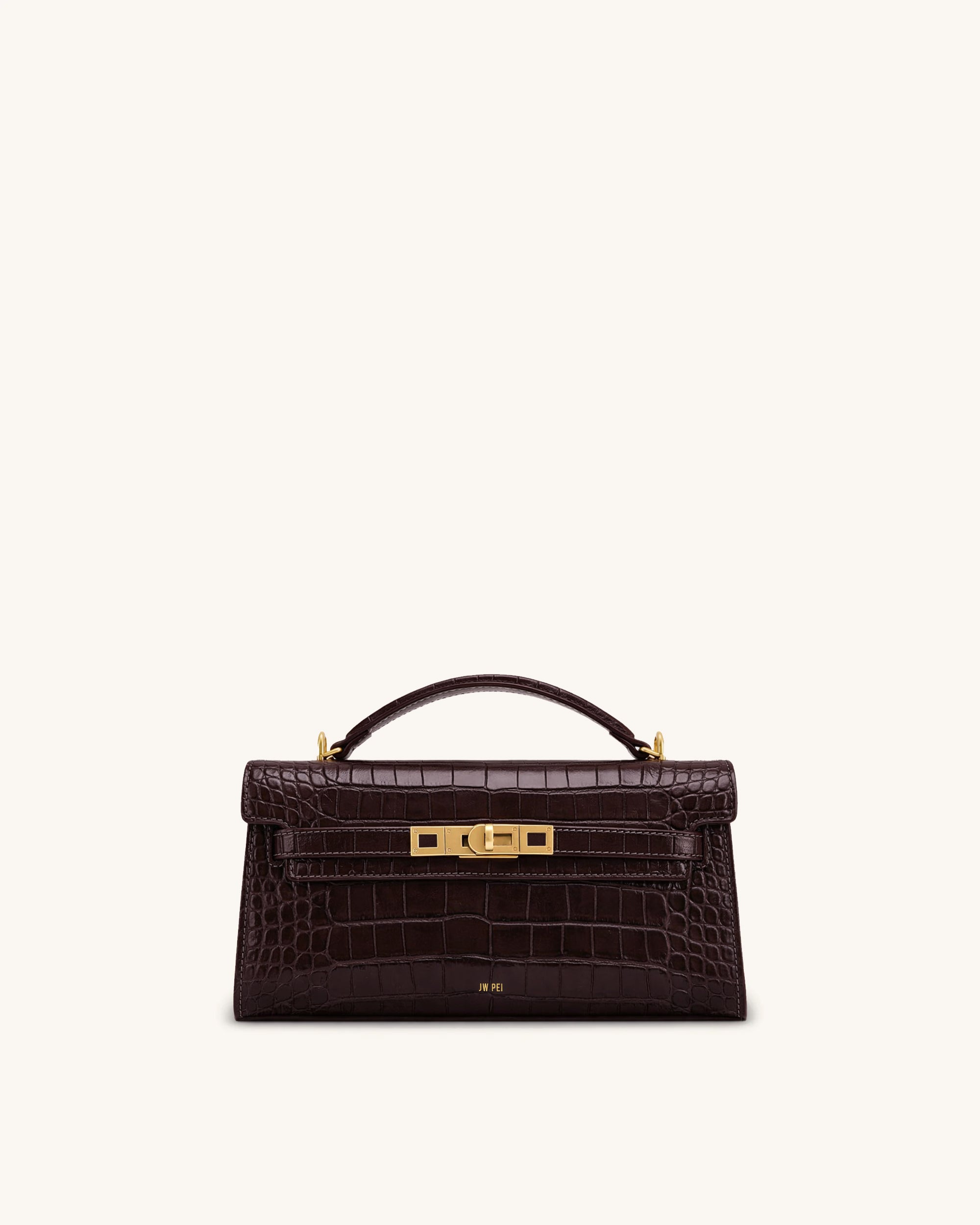 Sac à main supérieur Noor - Crocodile marron foncé