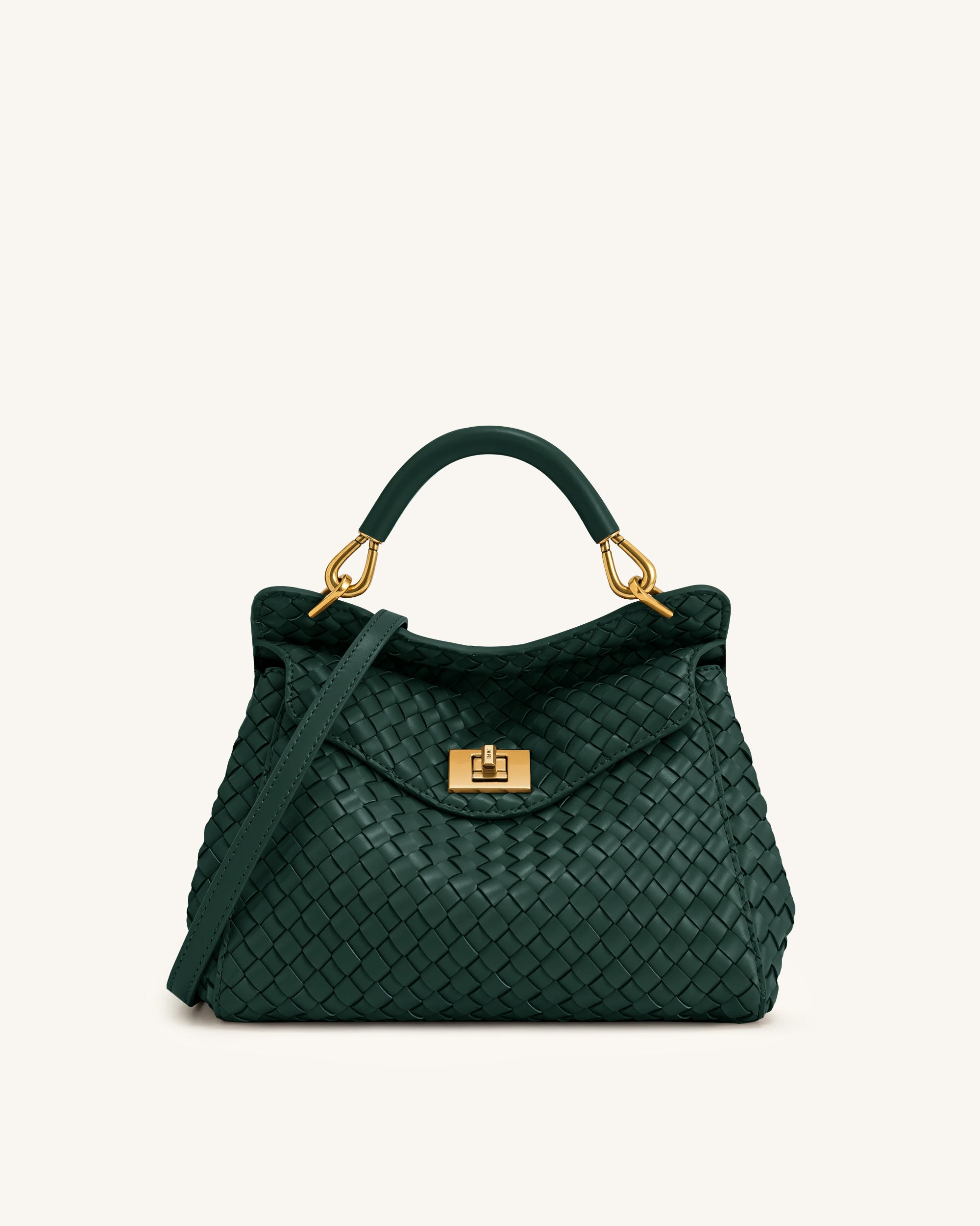Lucia Sac à main classique tissé à poignée supérieure - Vert forêt