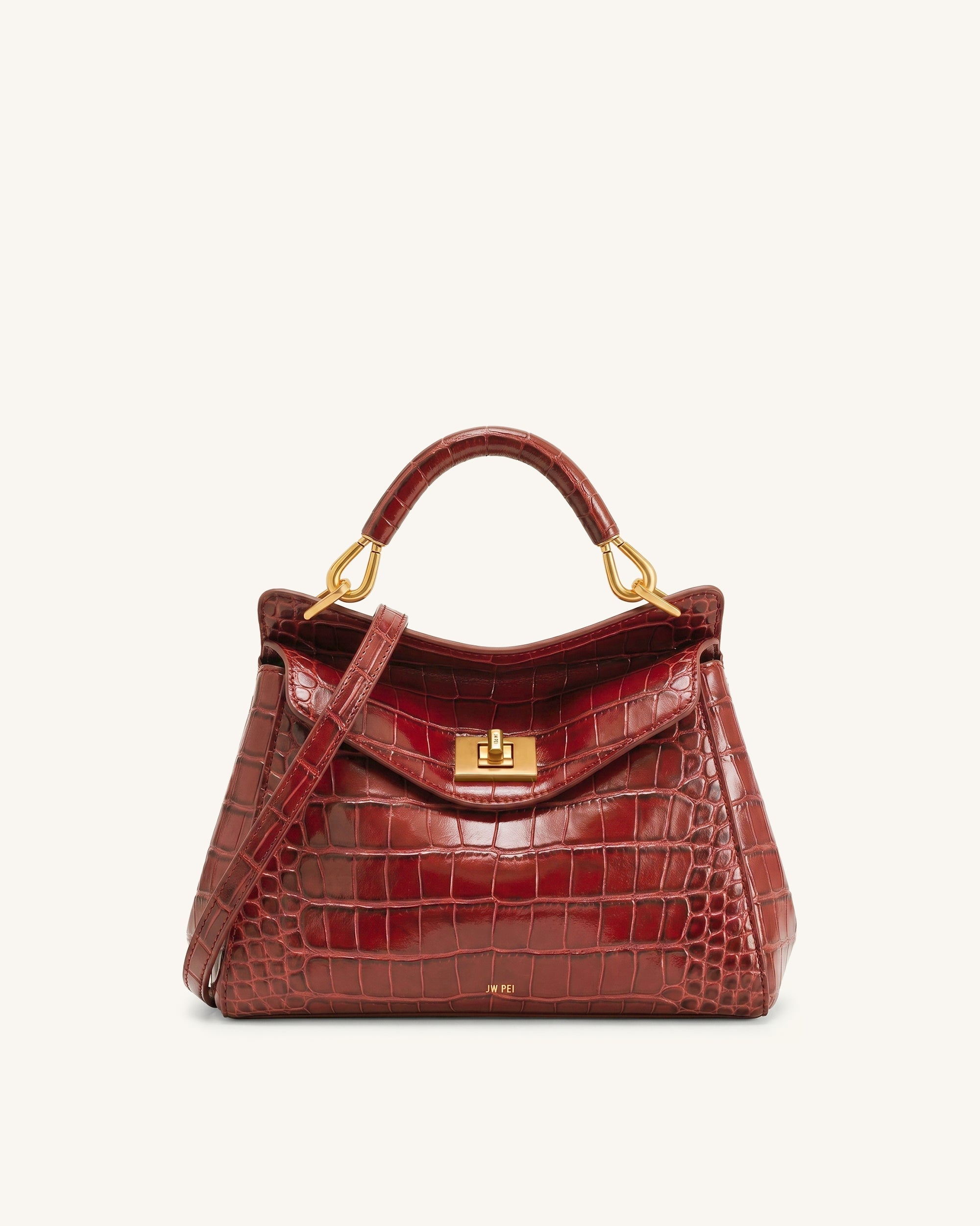 Lucia Sac à main classique à poignée supérieure - Effet croco bordeaux