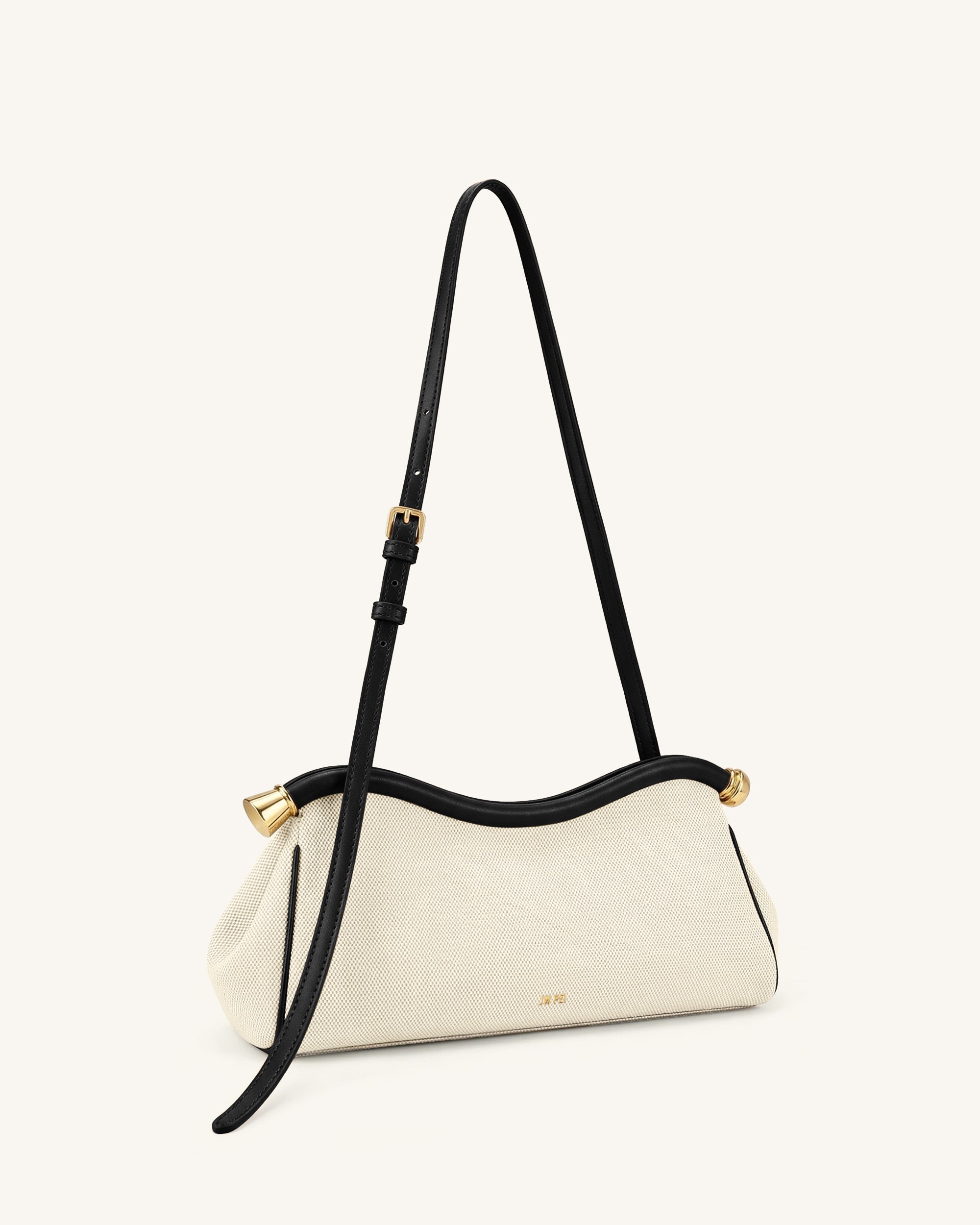 Naomi Sac à Bandoulière Incurvé - Toile Noire