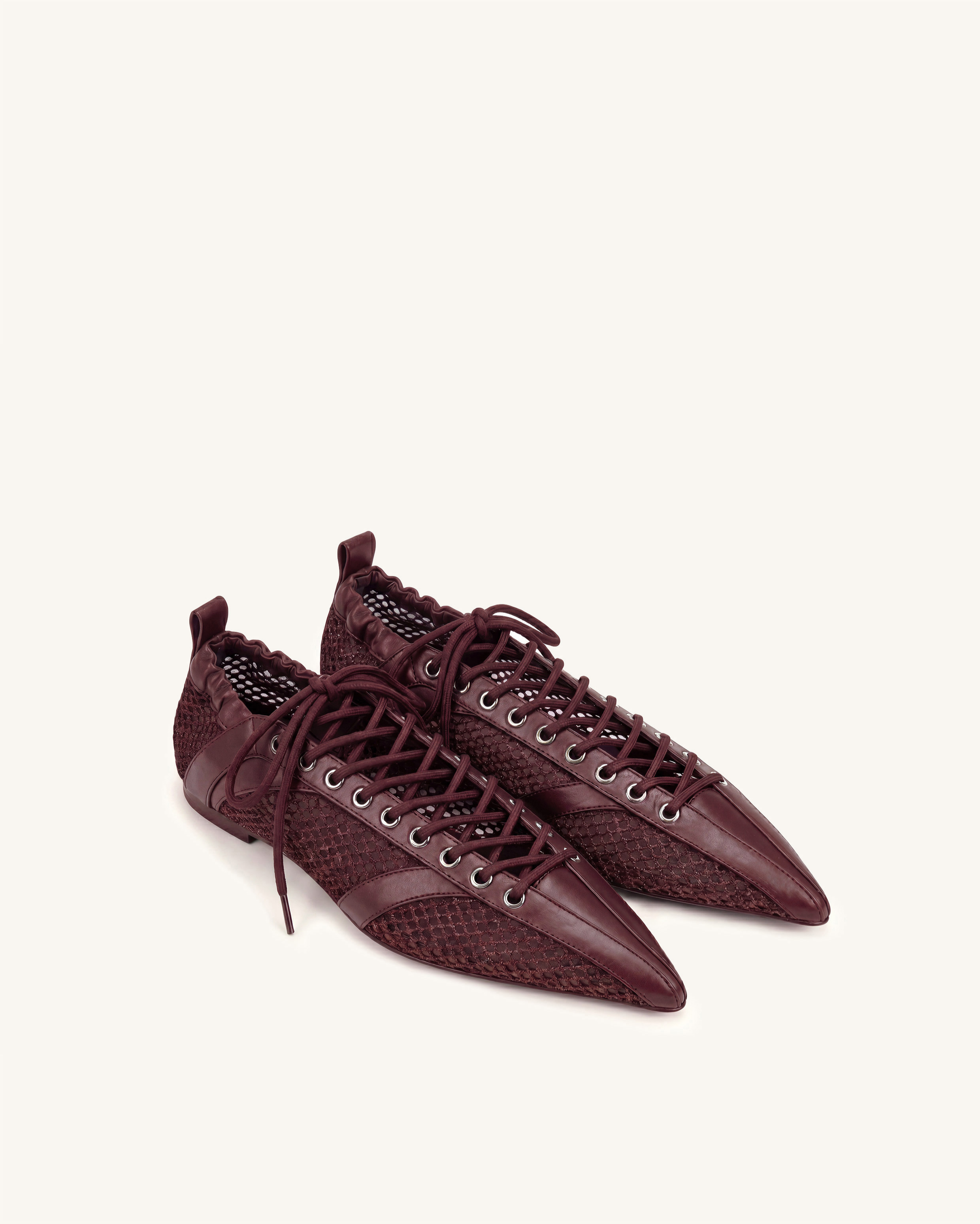 Ava Ballerines en mesh à lacets - Bordeaux