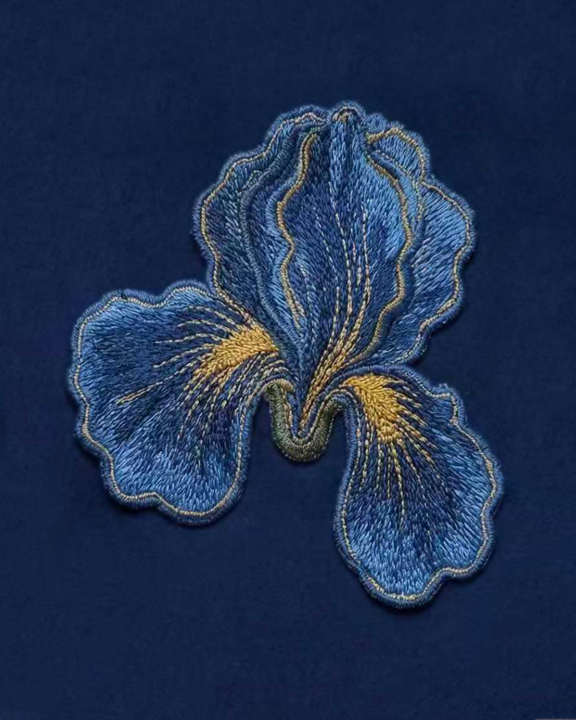 Iris Robe midi dos nu brodée - Bleu marine