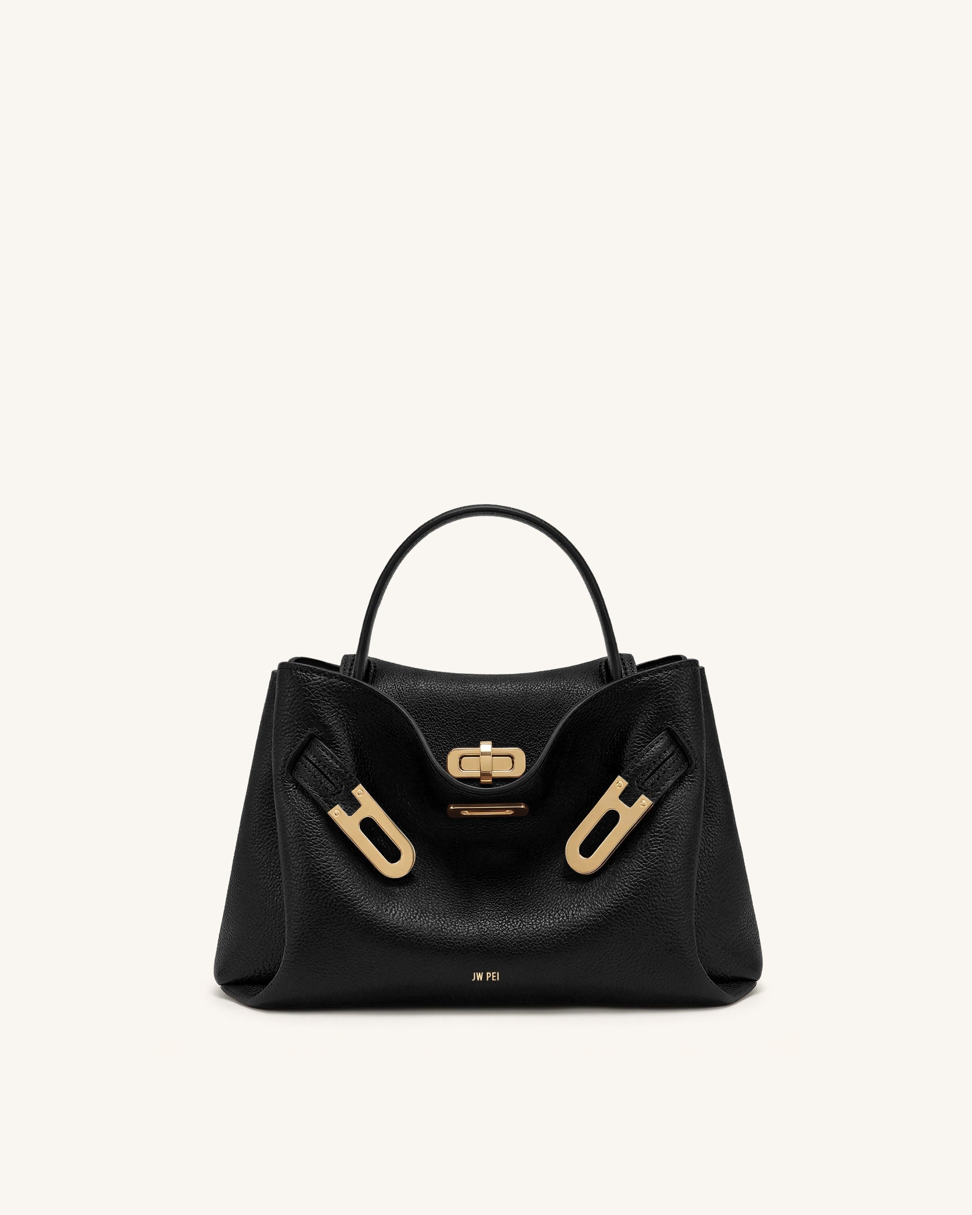 Rhea Petit sac d'épaule grainé à double boucle - Noir