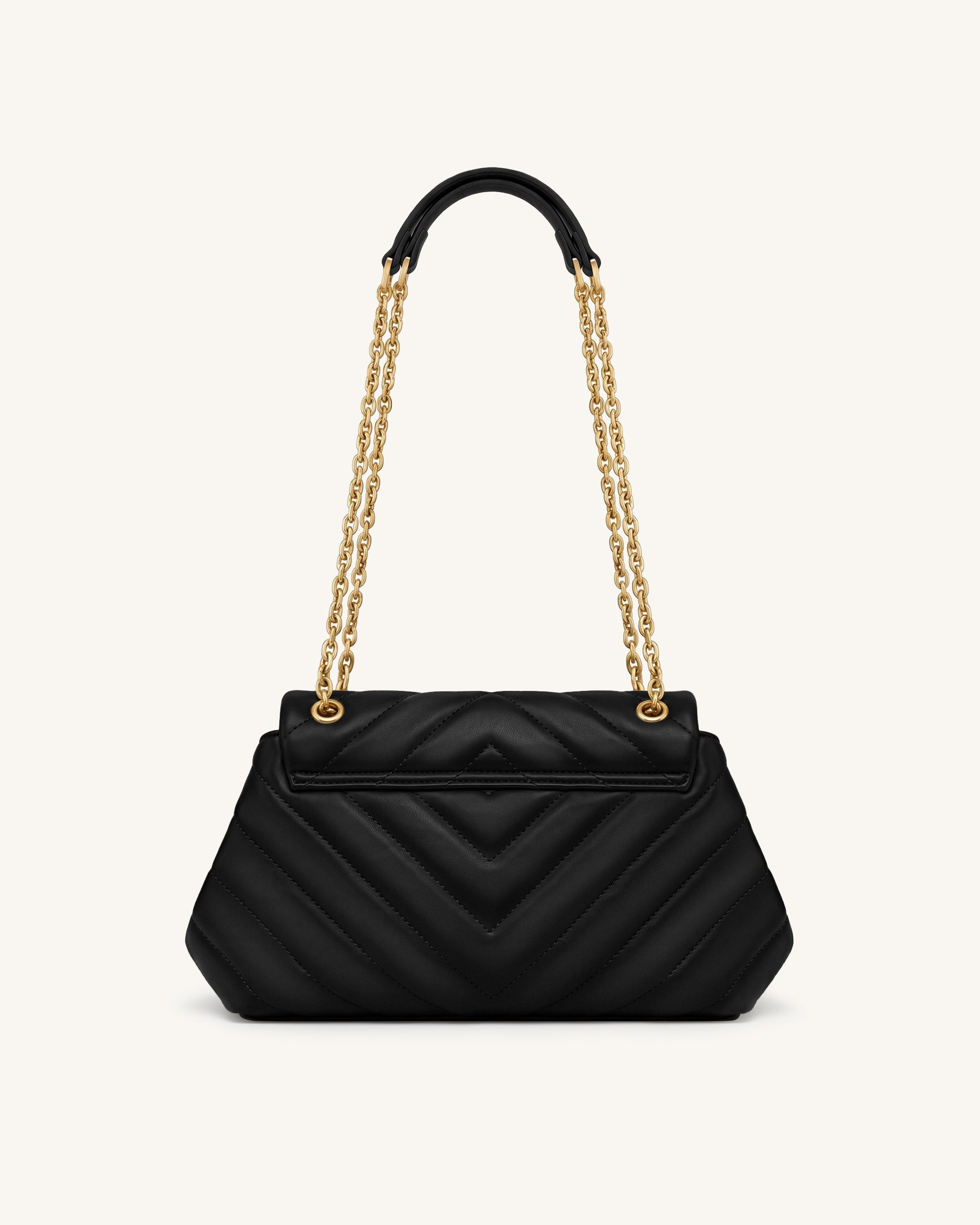 Valerie Sac porté épaule matelassé à rabat et chaîne - Noir