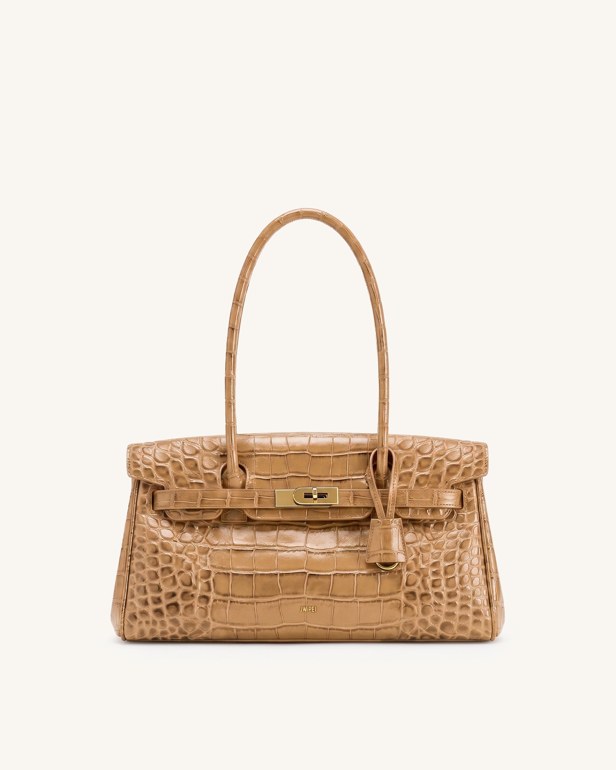 Yara Sac porté épaule - Kaki clair effet croco