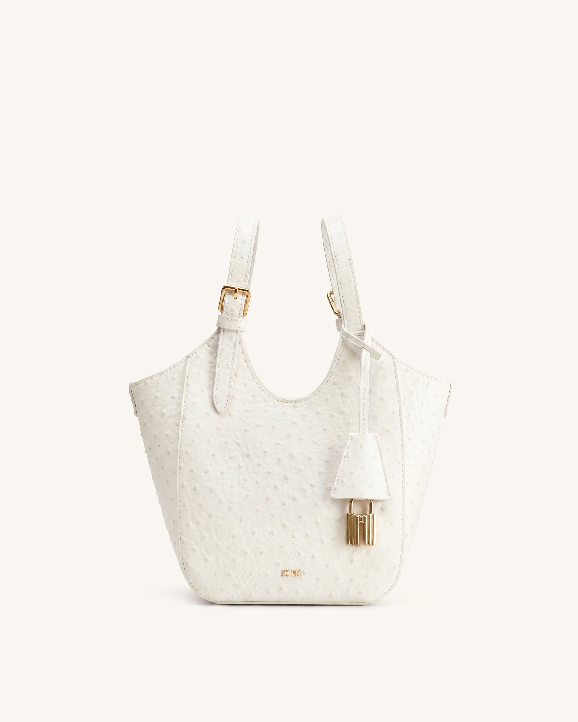 Ines Sac cabas imitation autruche avec cadenas - Blanc