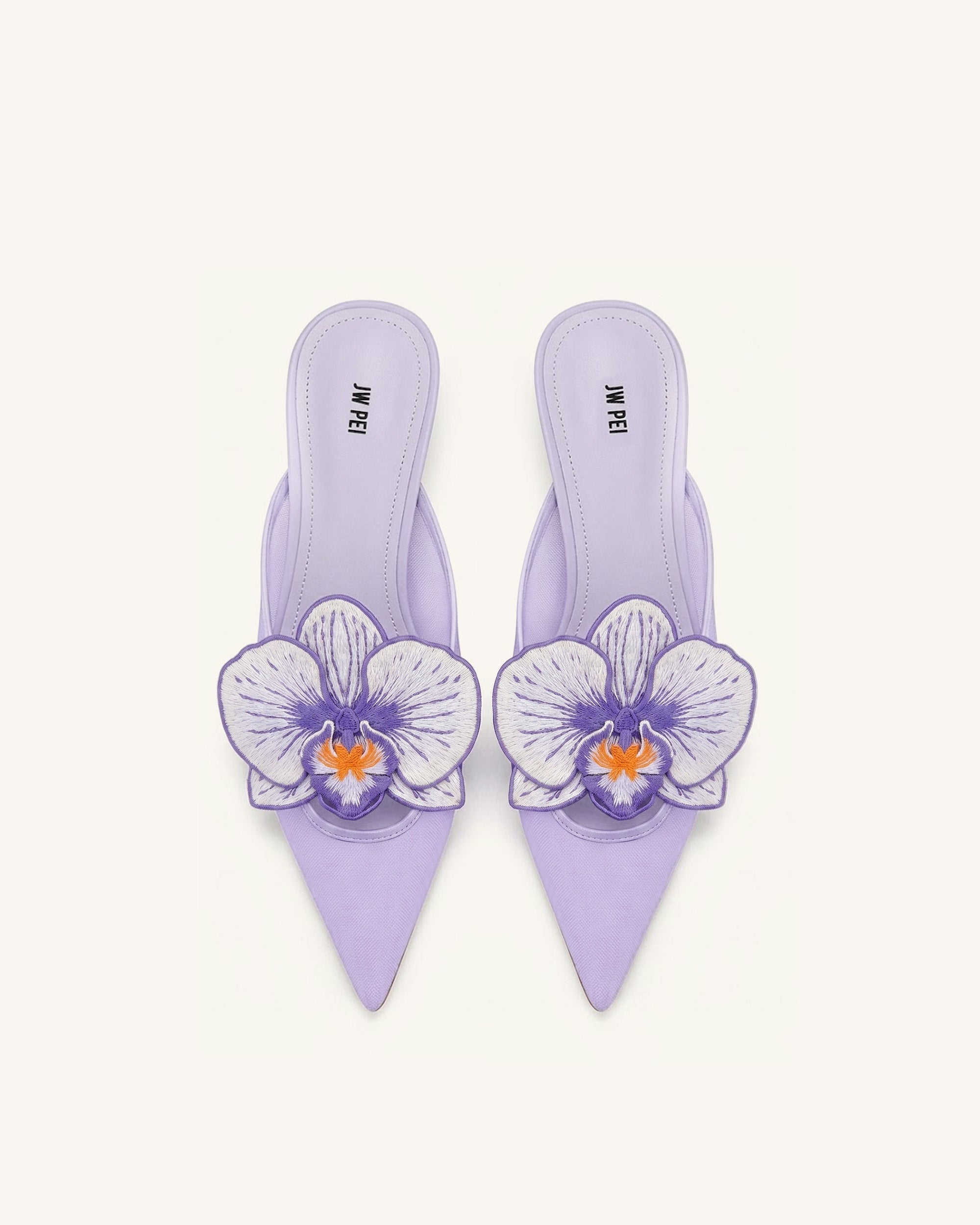 Helena Mules ajourées à décorations brodées - Violet
