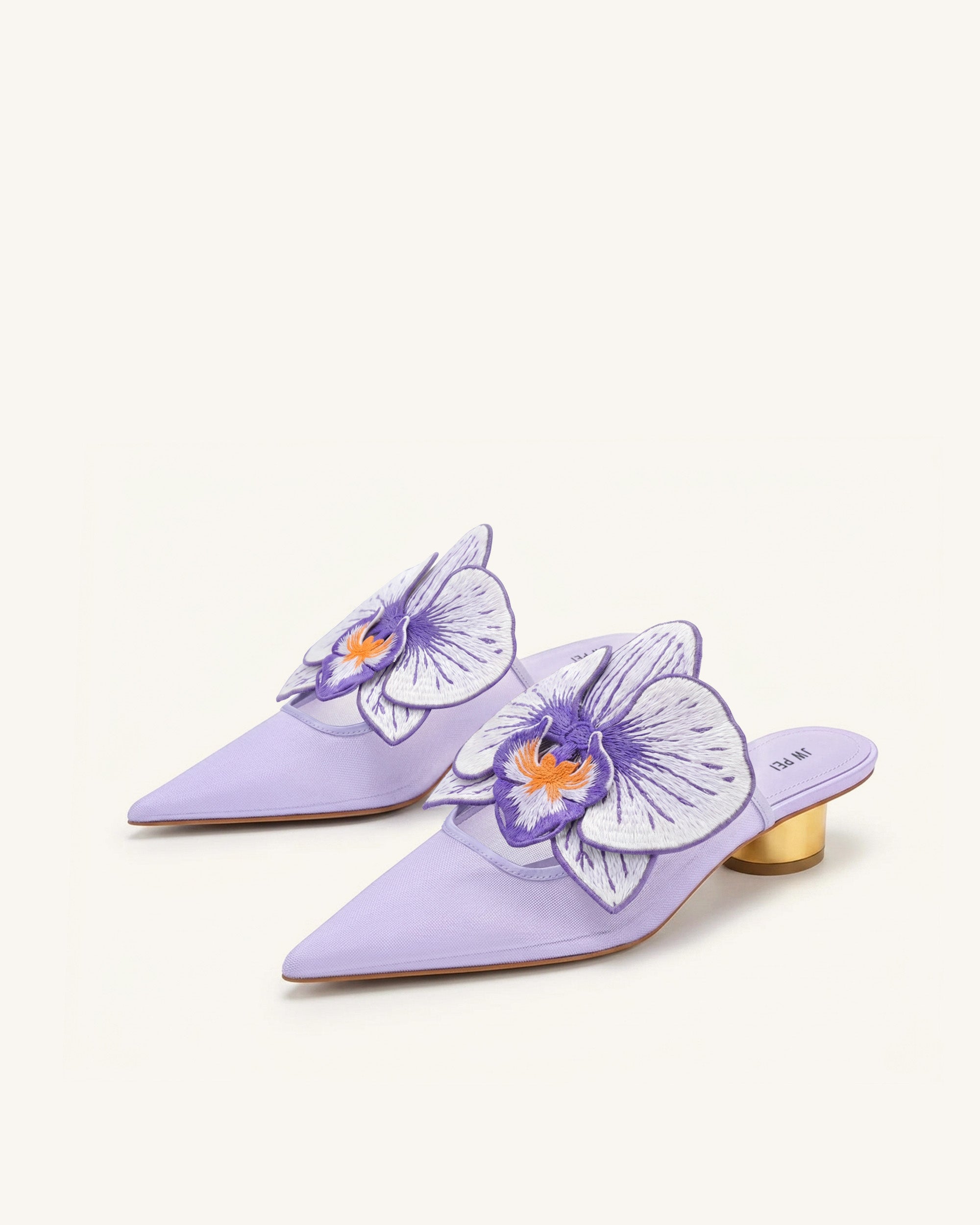 Helena Mules ajourées à décorations brodées - Violet