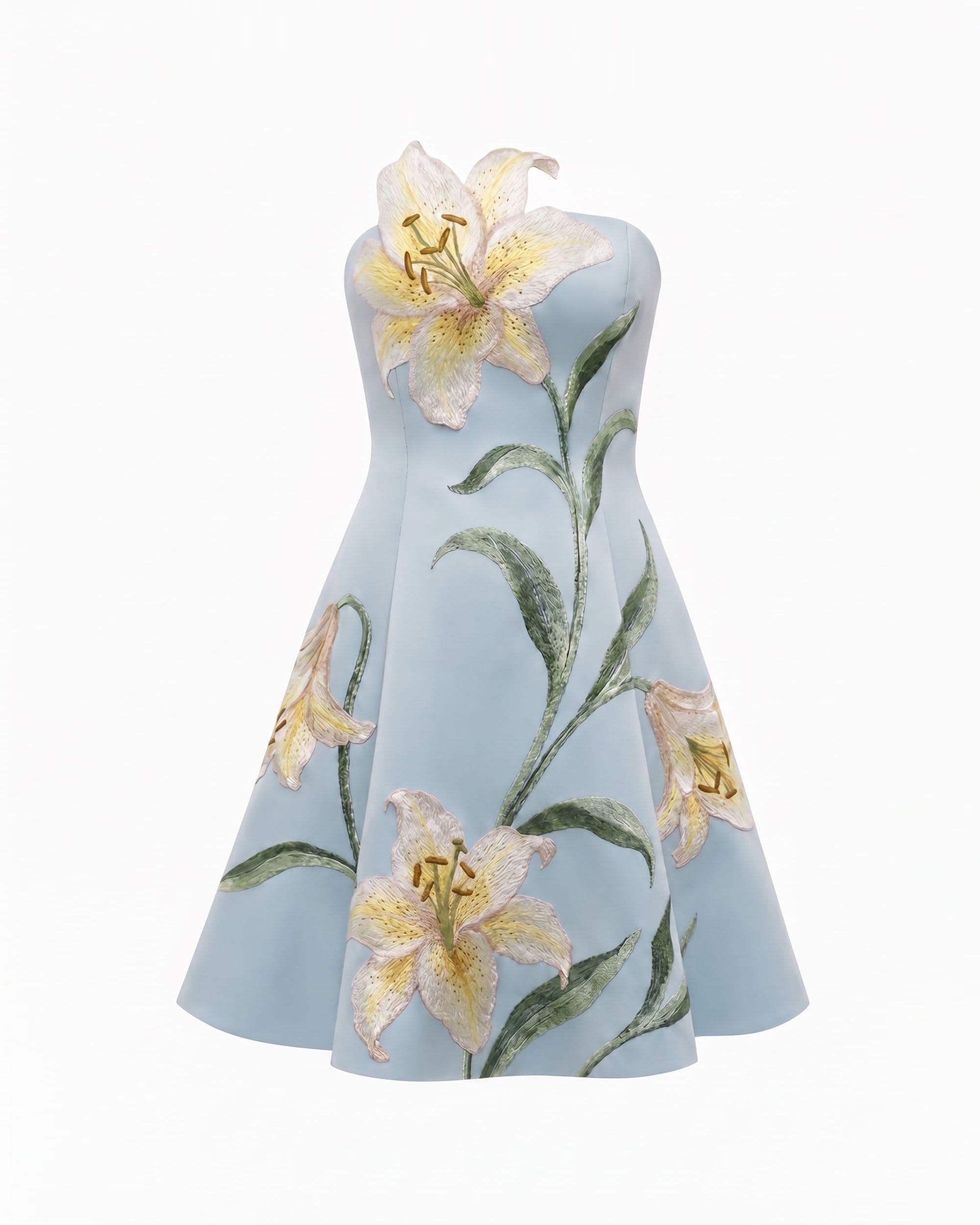 Lily Mini robe trapèze bustier à imprimé floral - Bleu clair