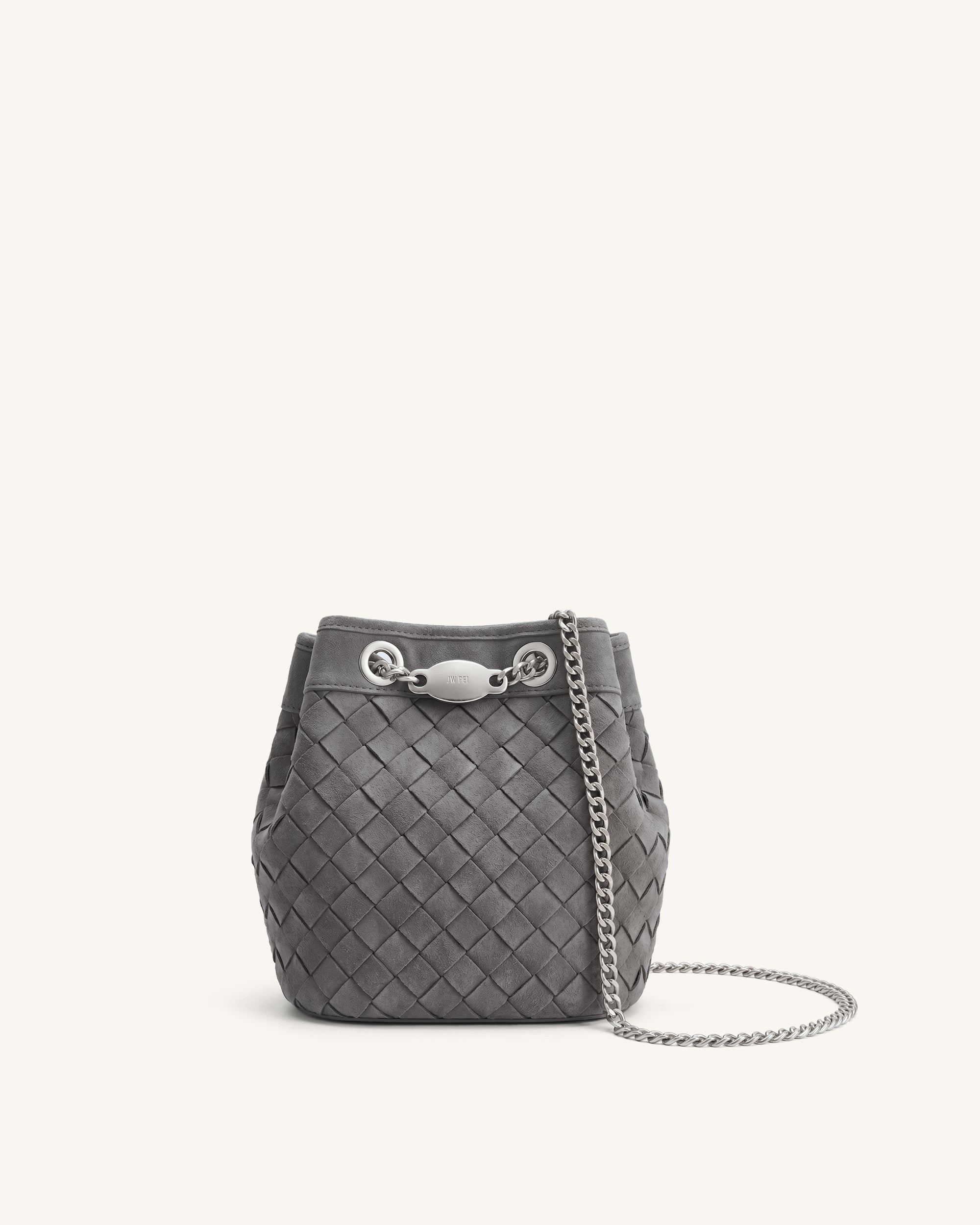 Yara Sac seau tissé à la main en suédine - Gris foncé
