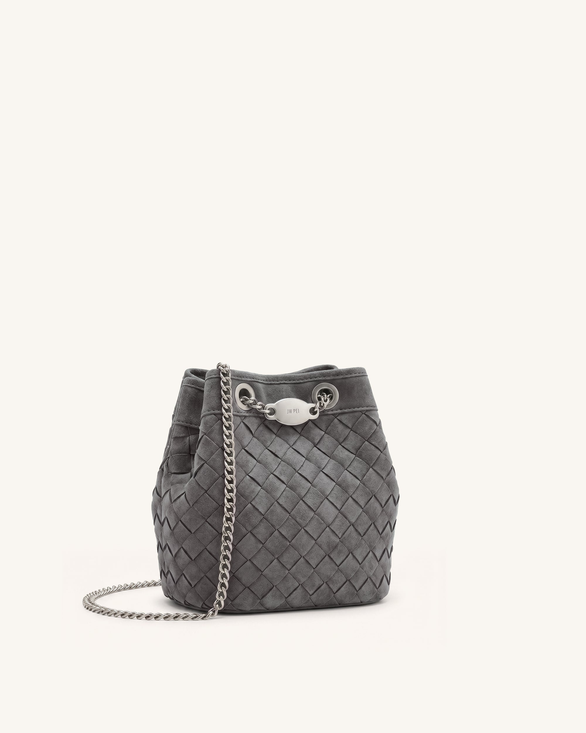 Yara Sac seau tissé à la main en suédine - Gris foncé