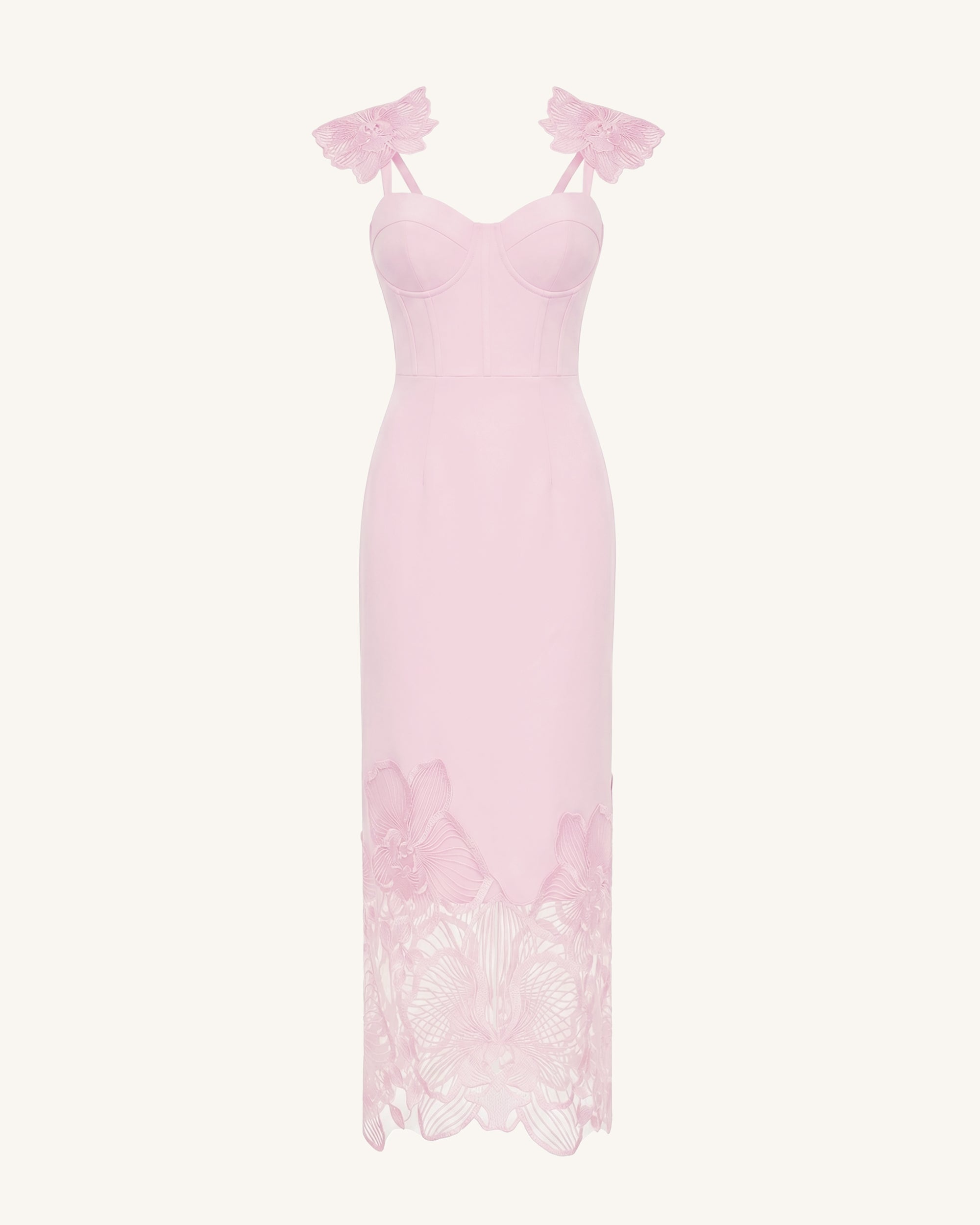 Orchid Robe corset brodée - Vieux rose
