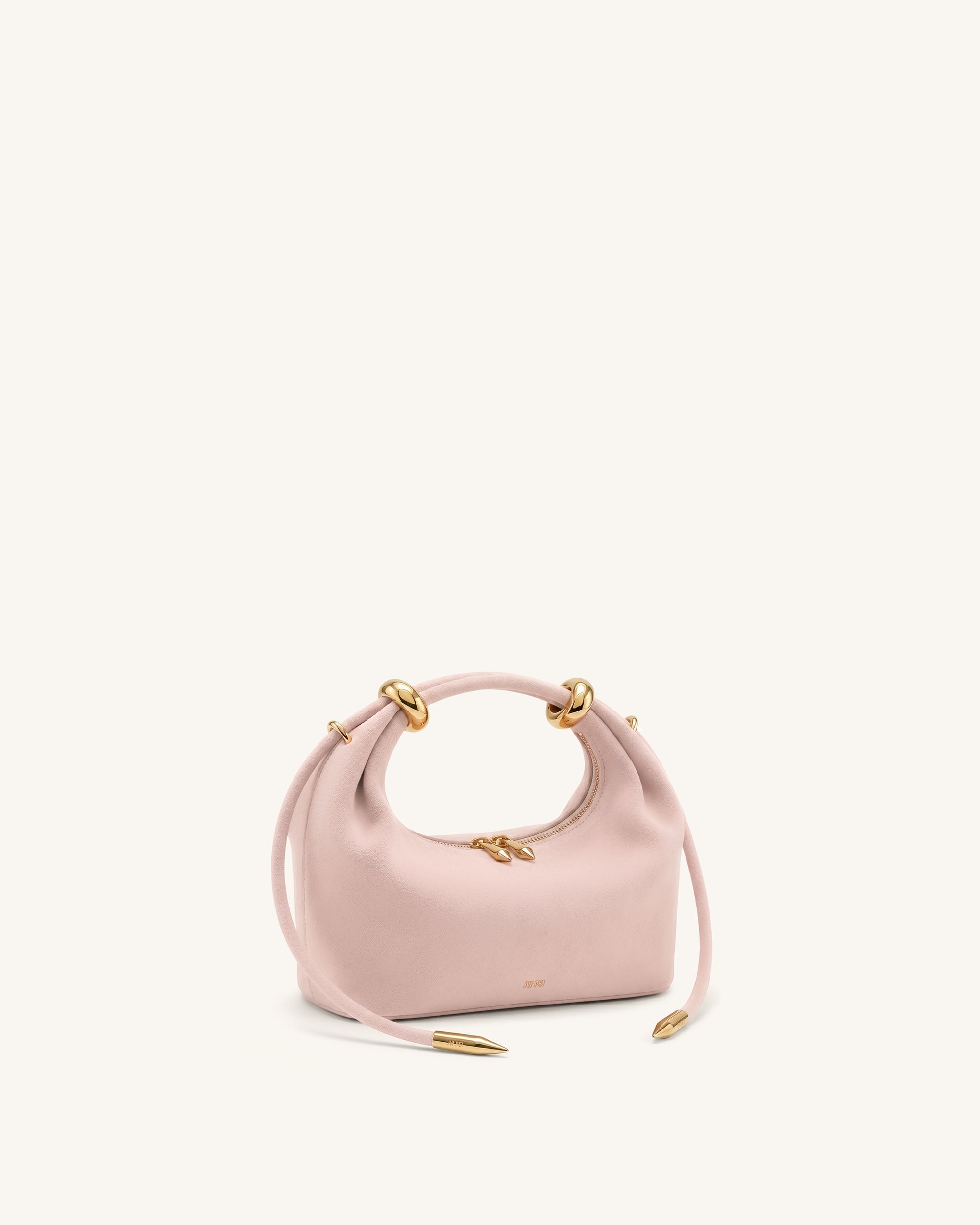 Ellie Sac à main à poignée supérieure en similicuir suédé orné d'un anneau métallique - Rose