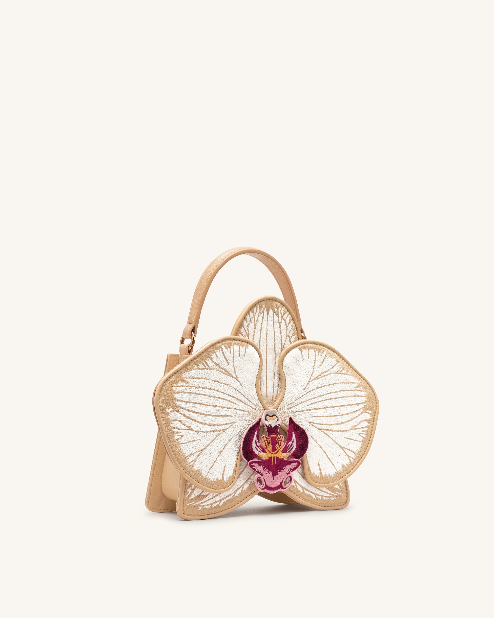 Flora Sac à poignée supérieure en forme d'orchidée - Champagne