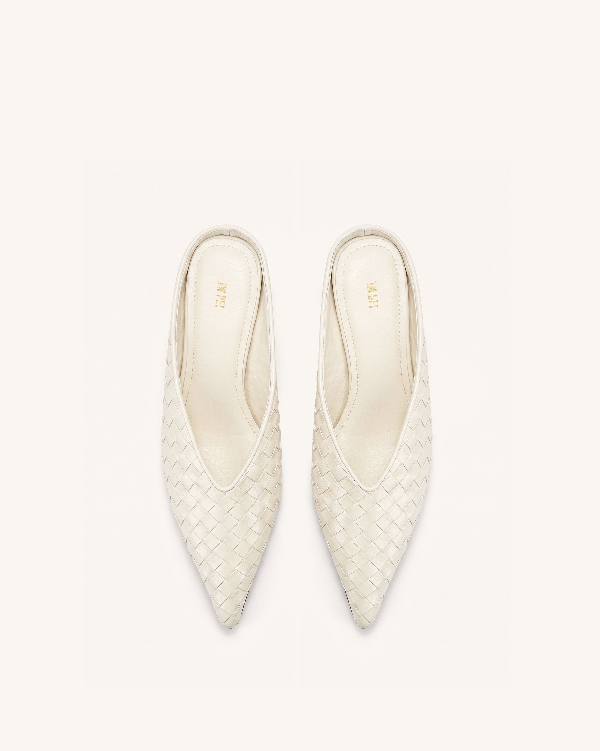 Helena Mules tissées texturées à bout pointu - Beige
