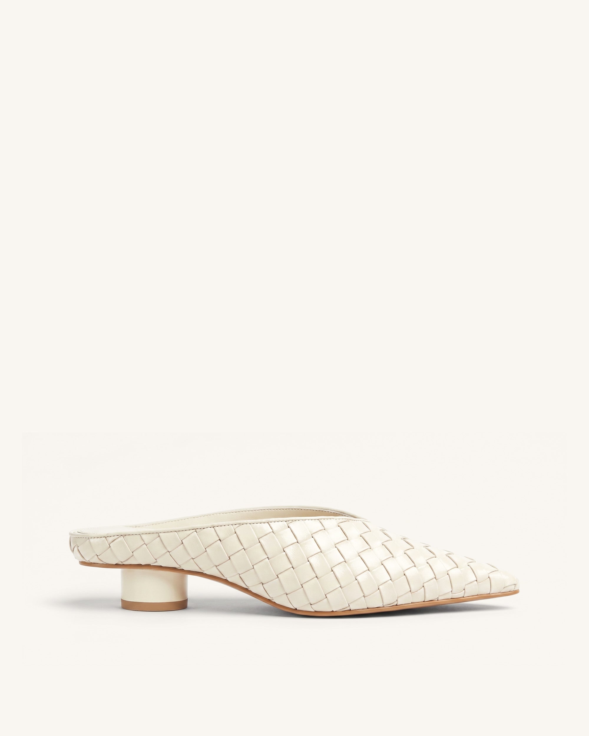Helena Mules tissées texturées à bout pointu - Beige