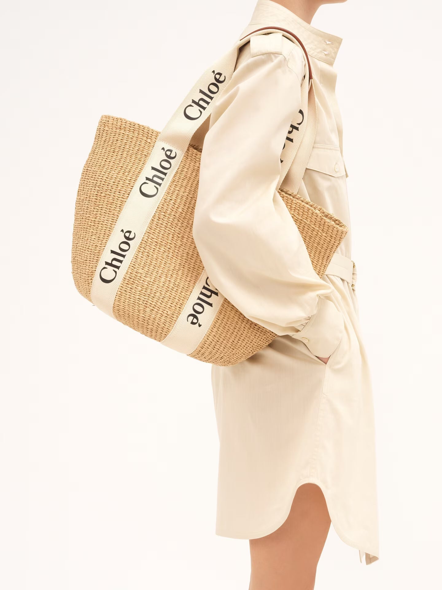 LARGE SAC CABAS WOODY EN TOILE DE LIN