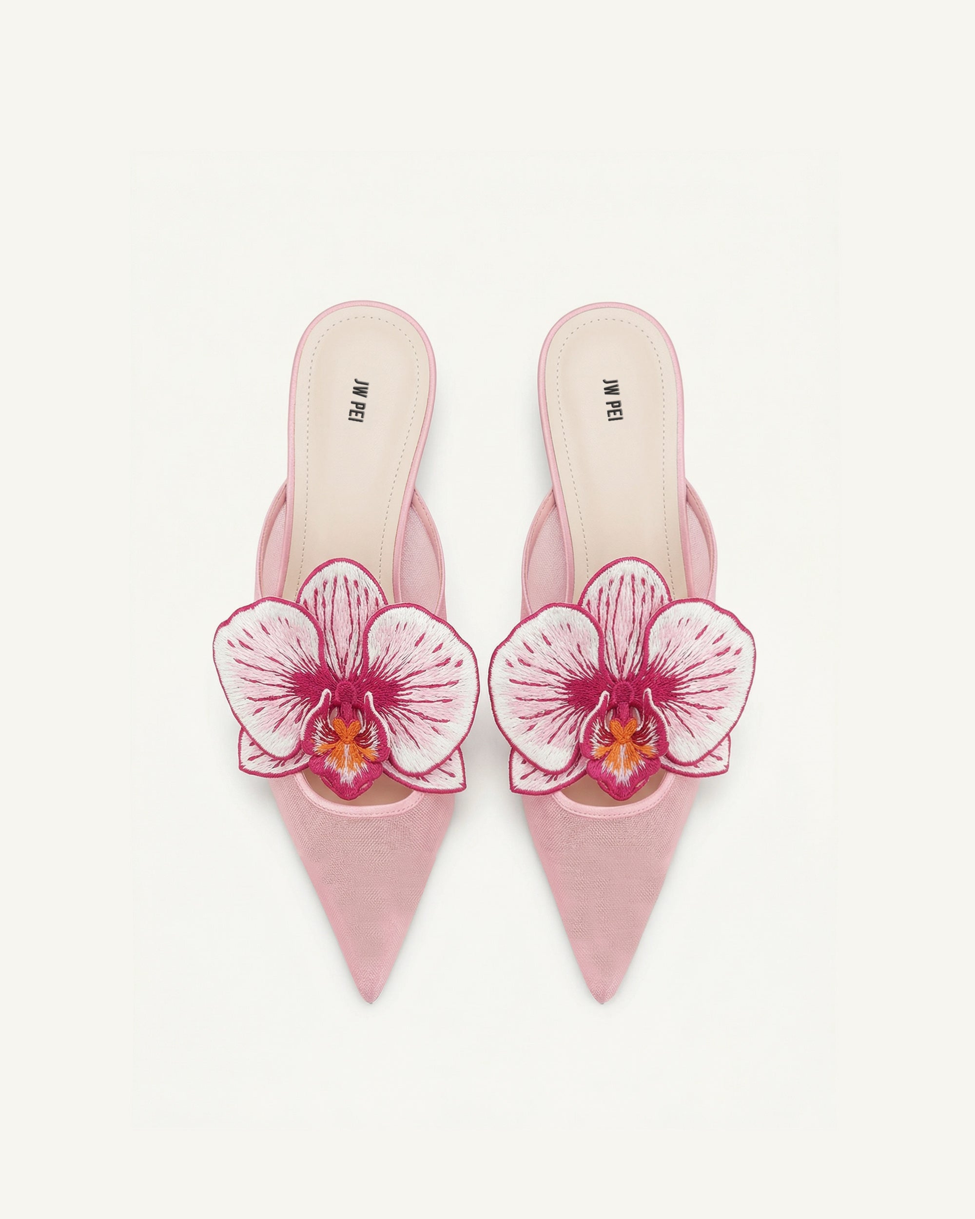 Helena Mules ajourées à décorations brodées - Rose