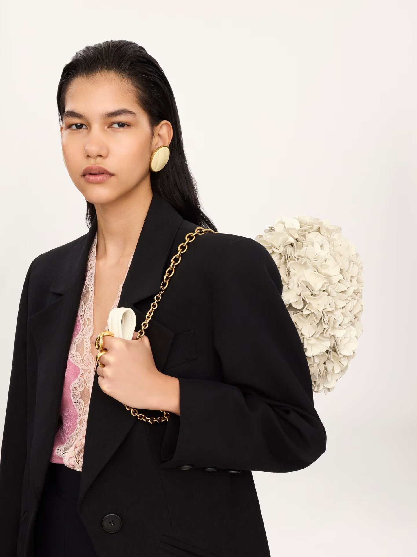 SAC CHAÎNE PORTÉ ÉPAULE CHLOÉ PLISSÉ EN CUIR FLORAL