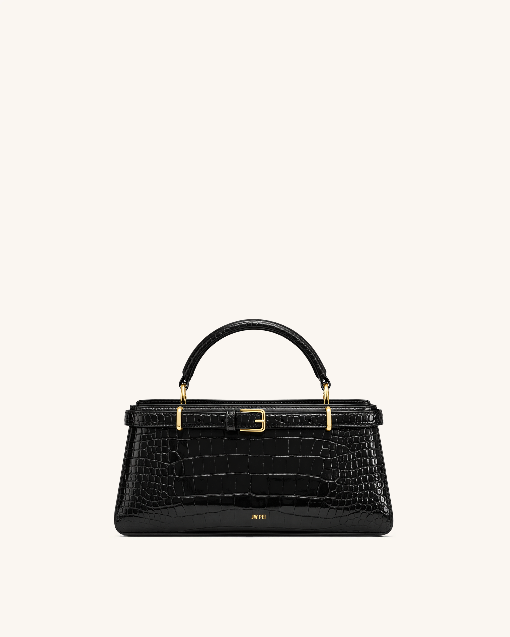 Elena Sac porté main classique - Croco noir