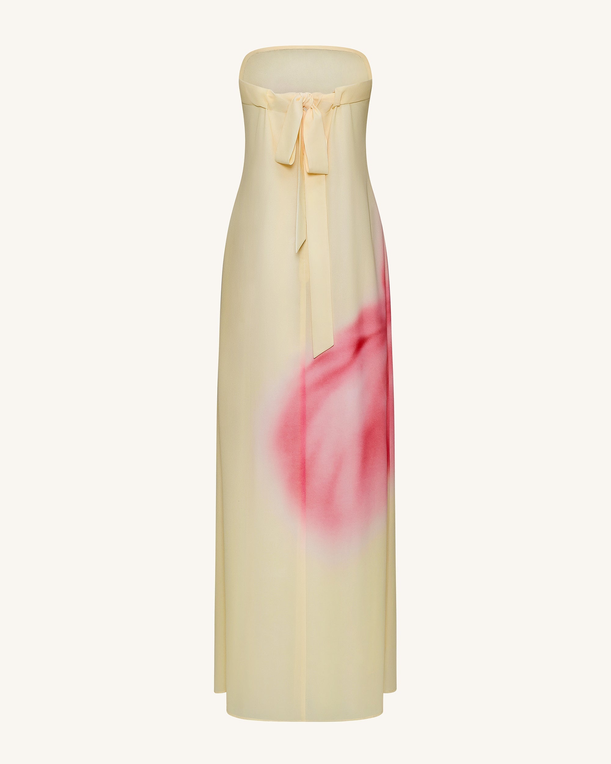 Robe longue bustier à imprimé floral aquarelle - Jaune