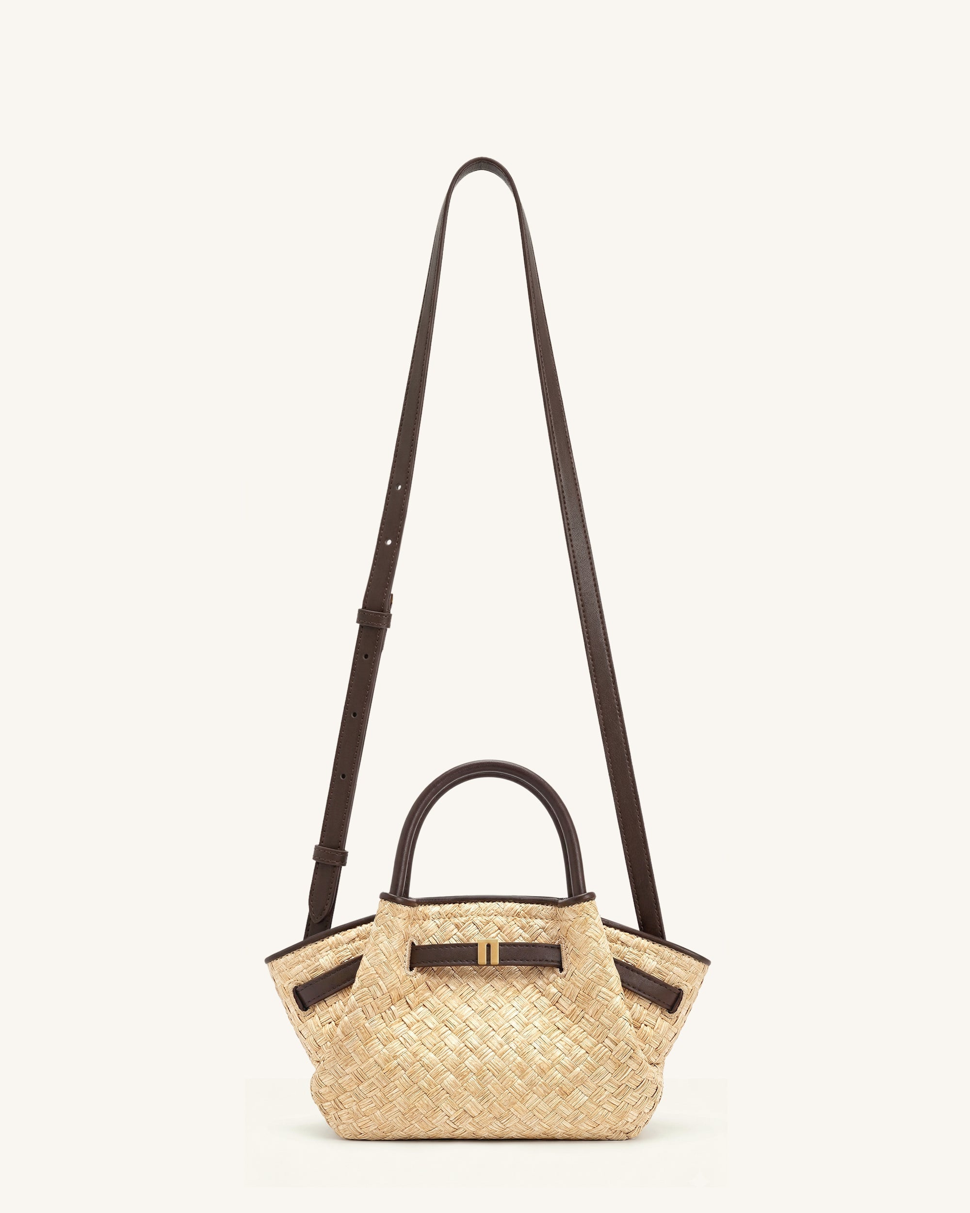 Hana Mini sac cabas en paille synthétique - Marron