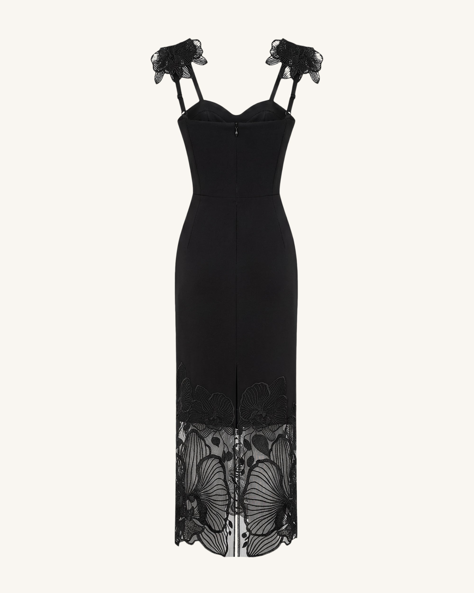 Orchid Robe corset brodée - Noir
