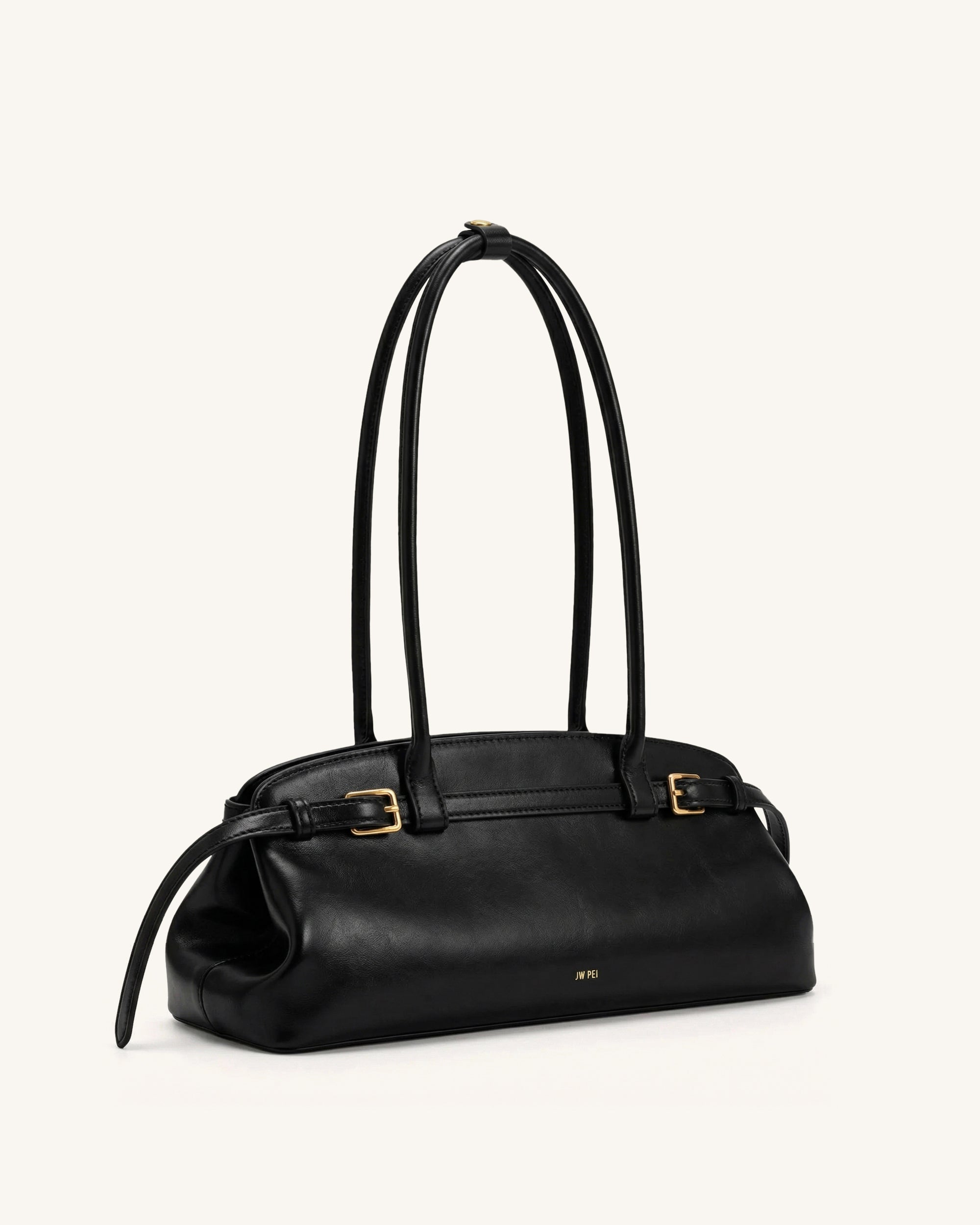 Arden Sac à bandoulière format horizontal avec détail ceinture - Noir