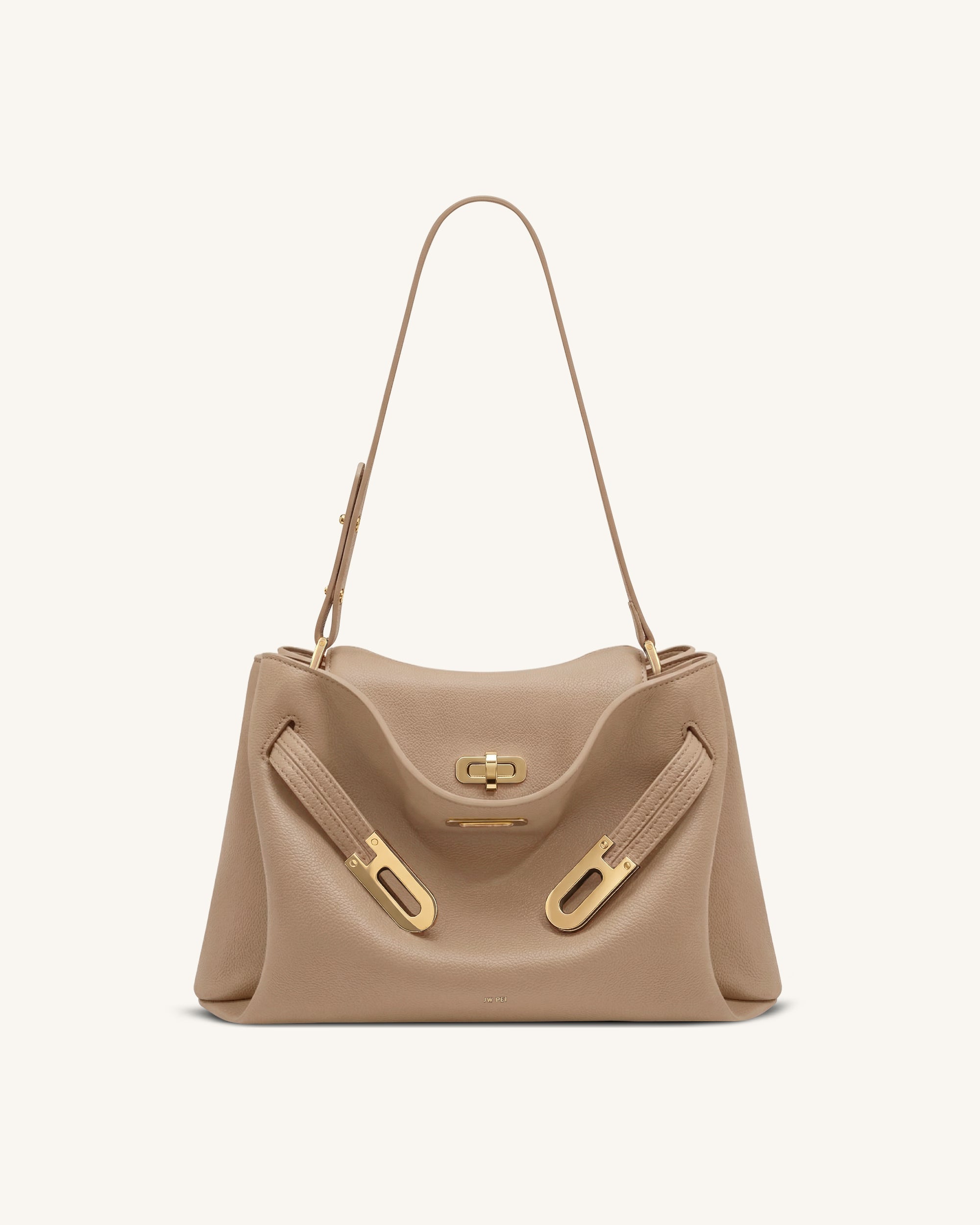 Rhea Sac à bandoulière à double boucle en cuir grainé - Kaki