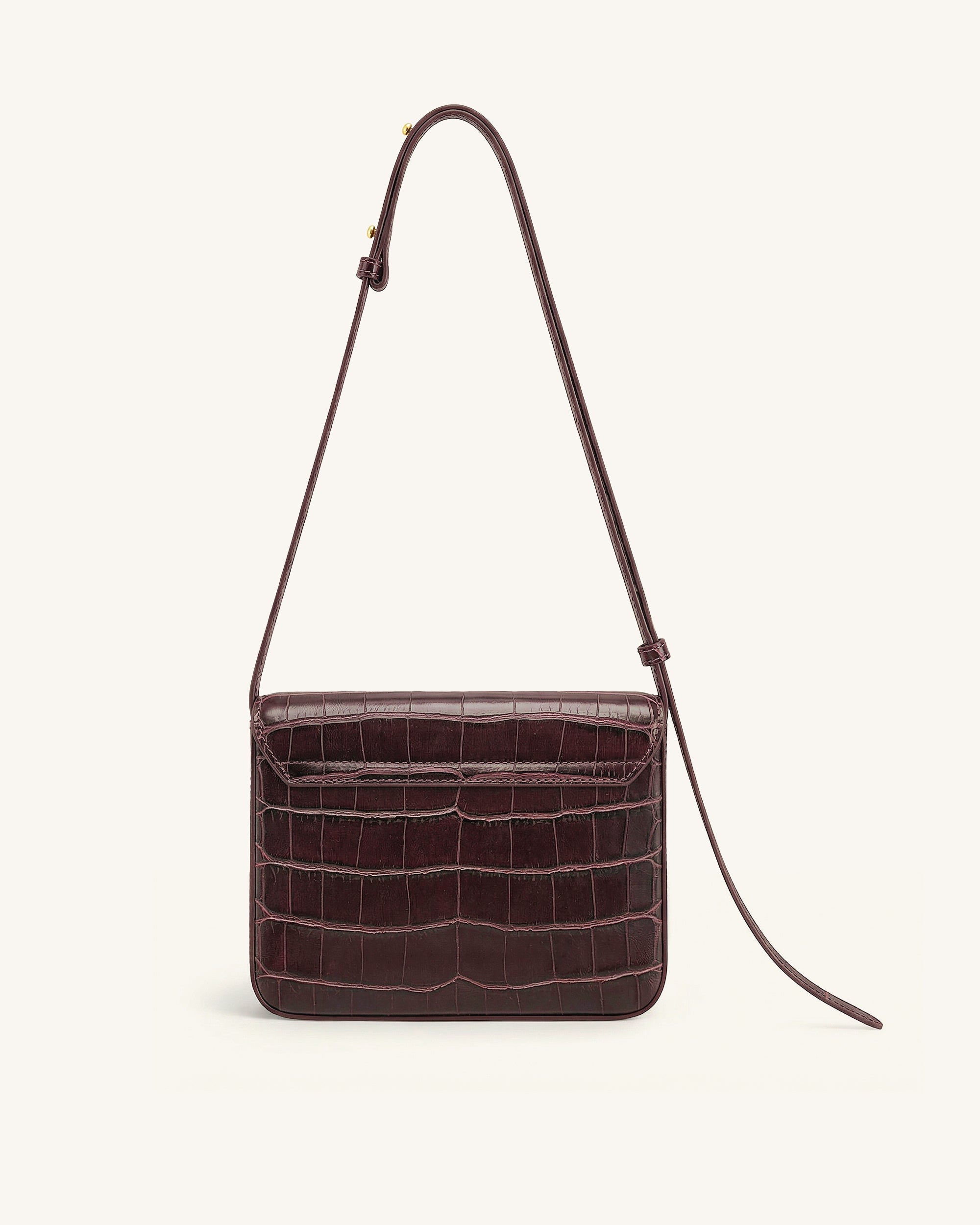 Evania Sac porté épaule à fermoir - Effet croco bordeaux
