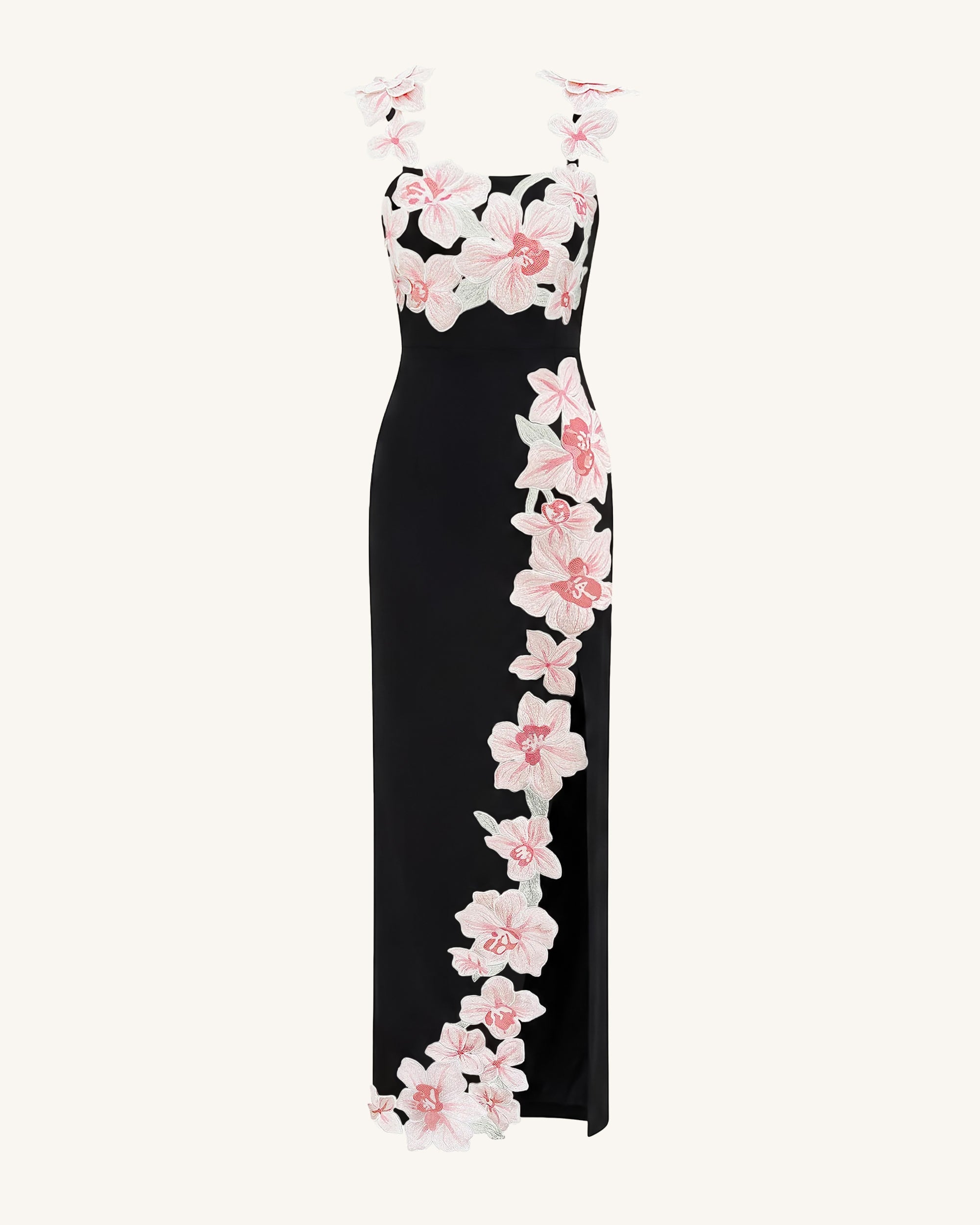 Flower Robe brodée - Noir/Rose