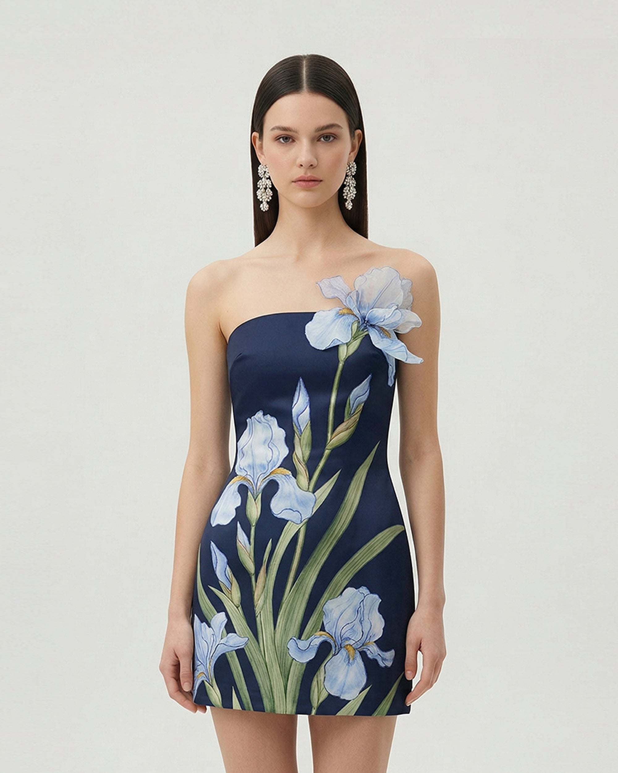 Robe mini à imprimé floral - Bleu marine