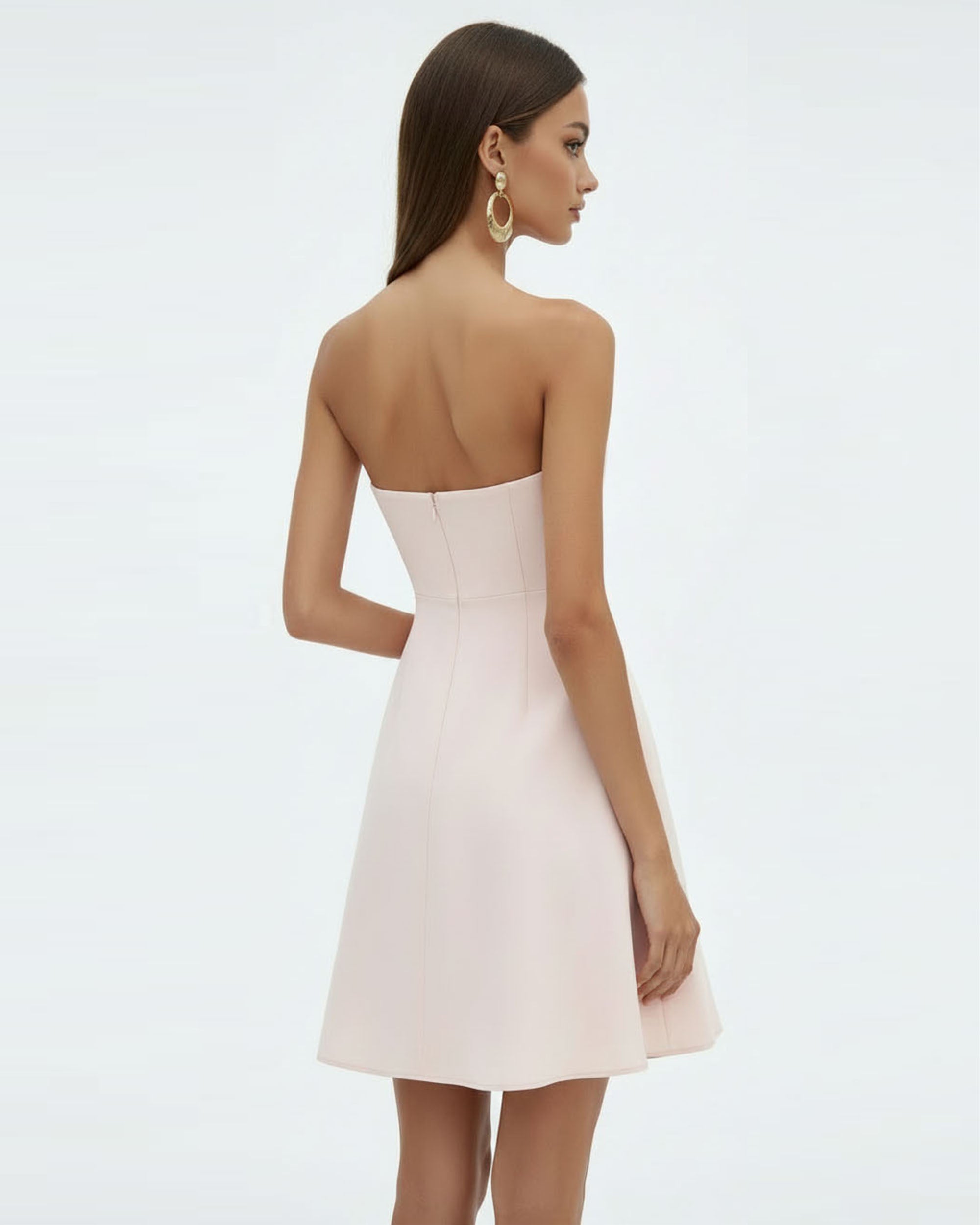 Orchid Robe Midi Patineuse Bandeau Broderie - Rose Blush