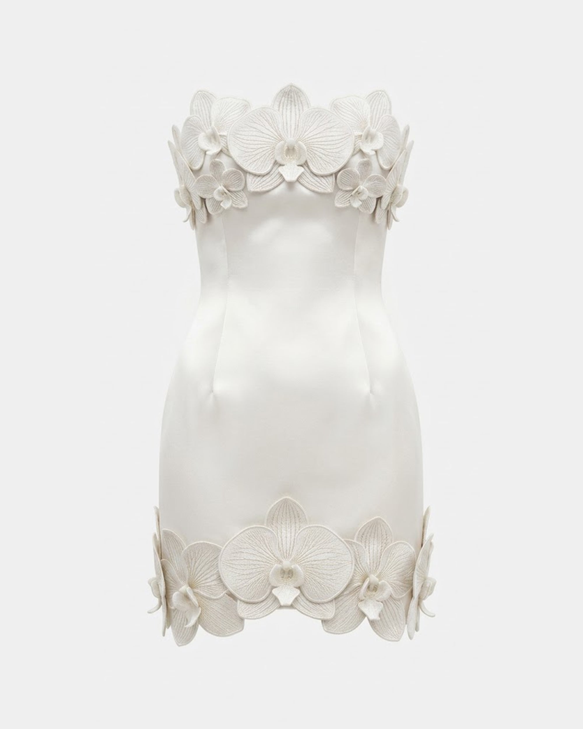 Orchid Mini Robe Bandeau avec Garniture - Blanc