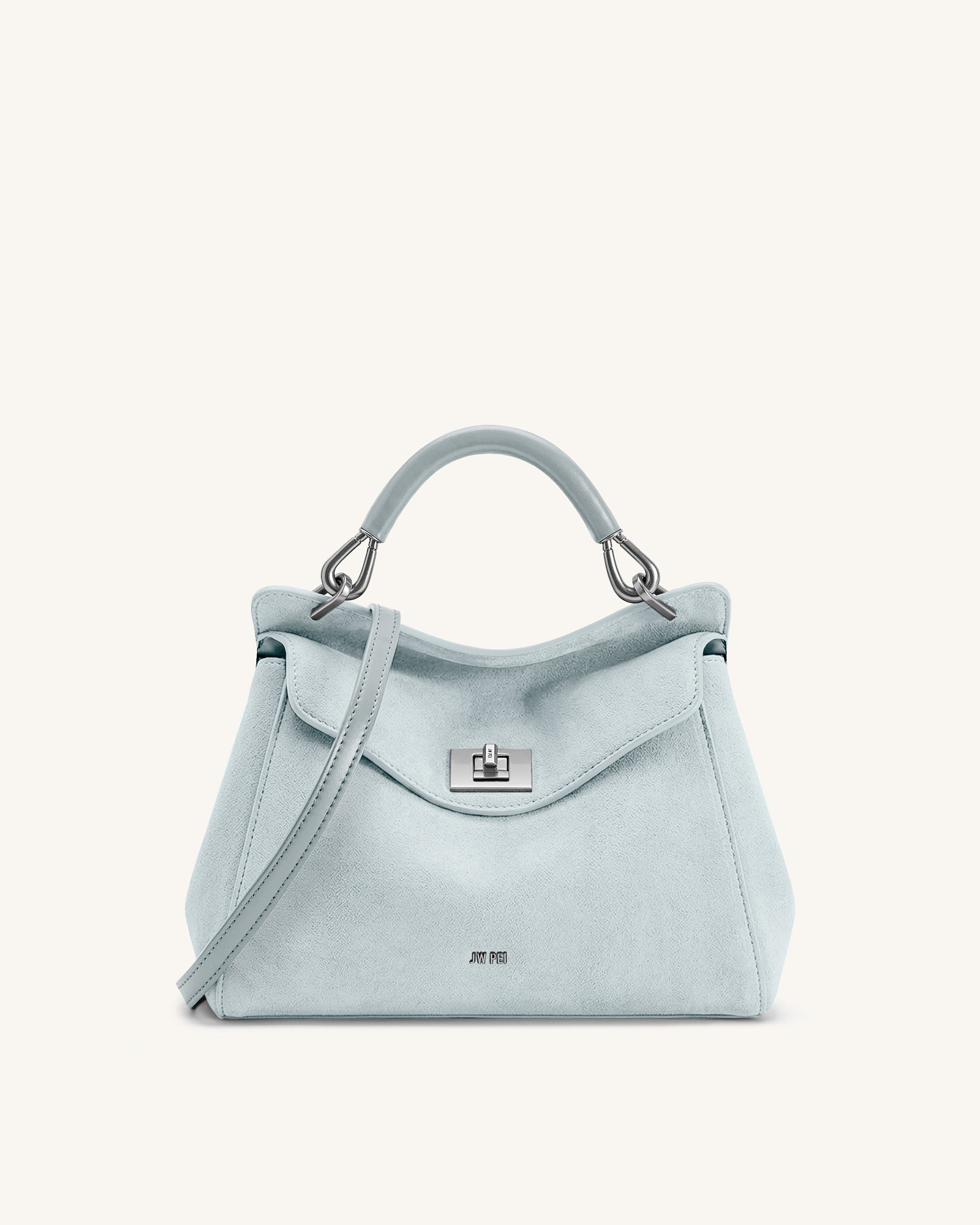 Lucia Sac à main classique en faux daim à poignée supérieure - Bleu clair