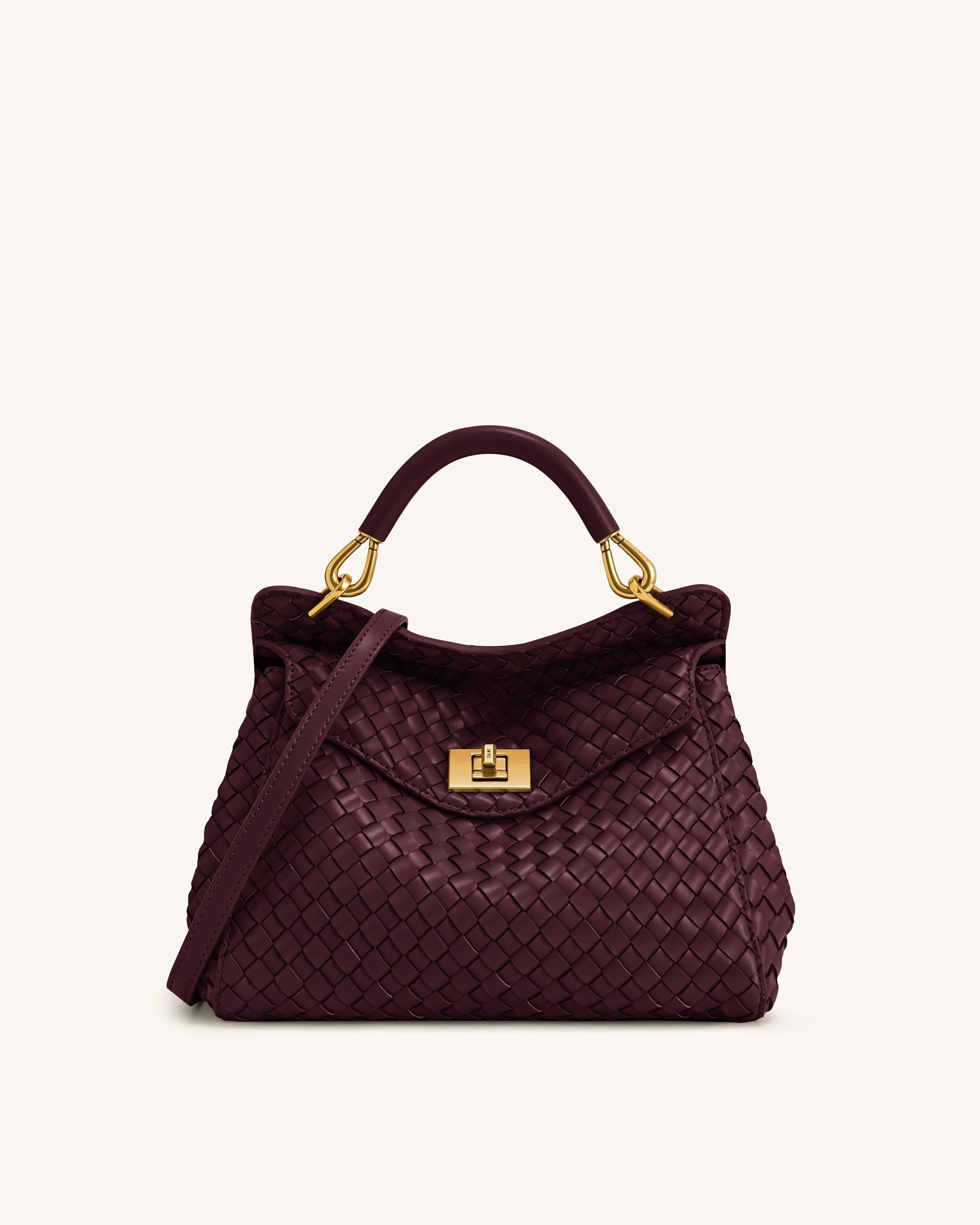 Lucia Sac à main classique tissé à poignée supérieure - Bordeaux foncé