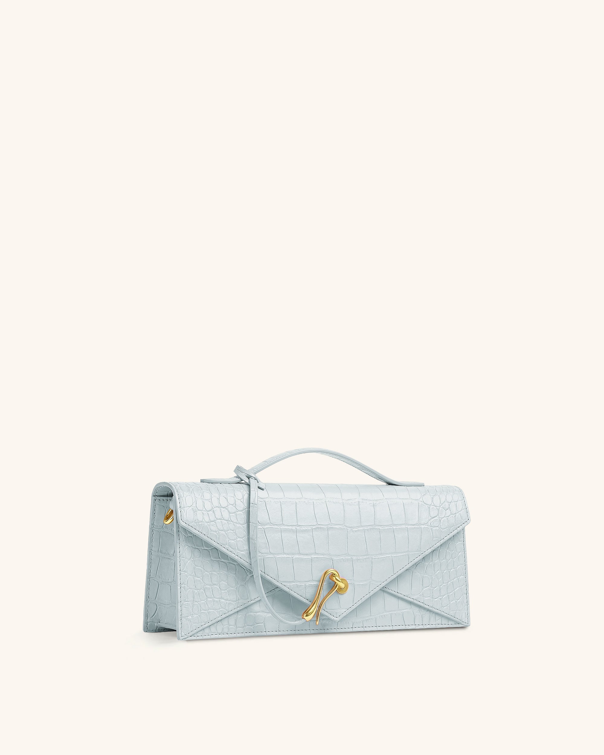 Celeste Sac à Poignée Enveloppe - Croco Bleu Clair