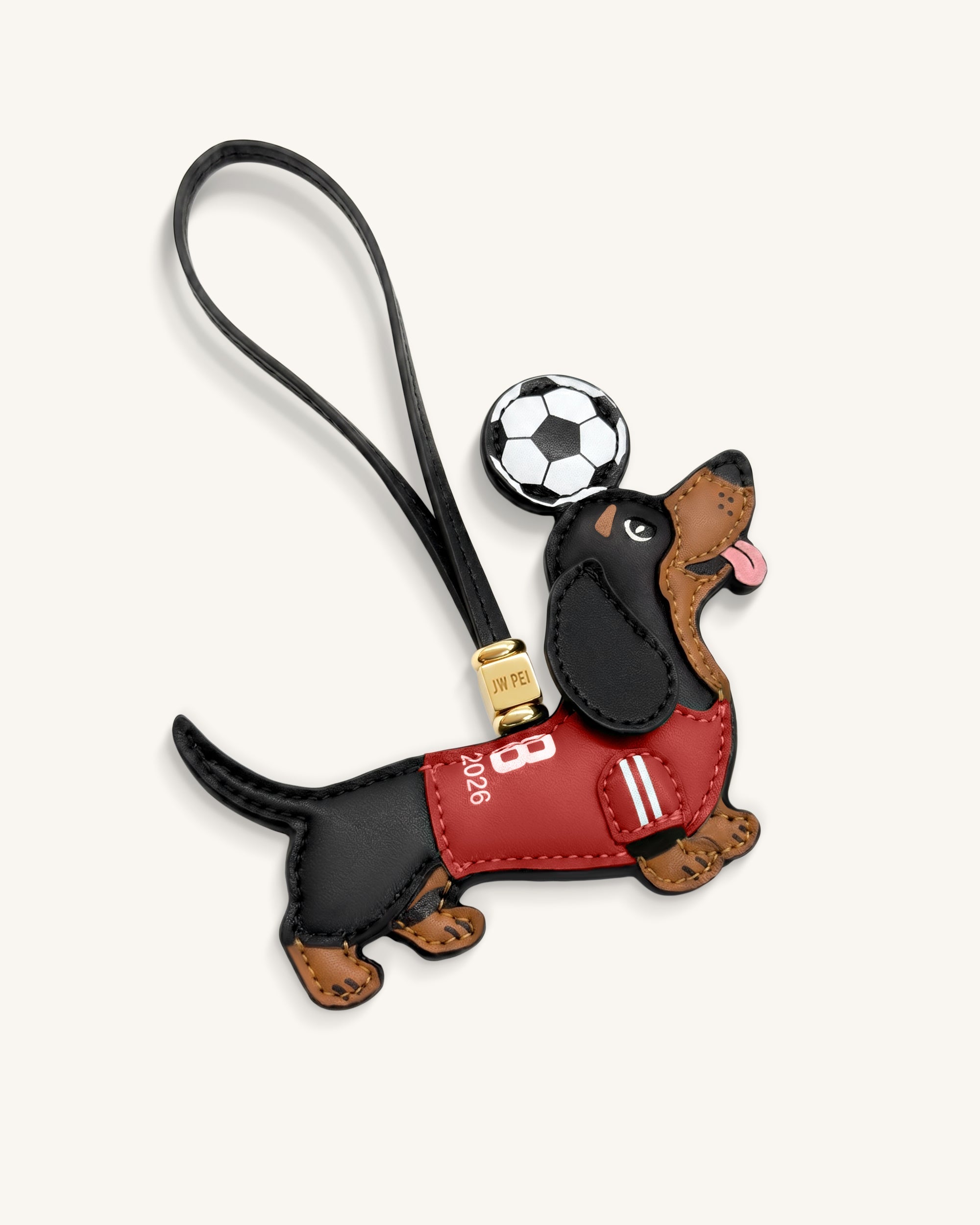 Breloque Sac Maillot de Foot Teckel Coupe du Monde - Rouge